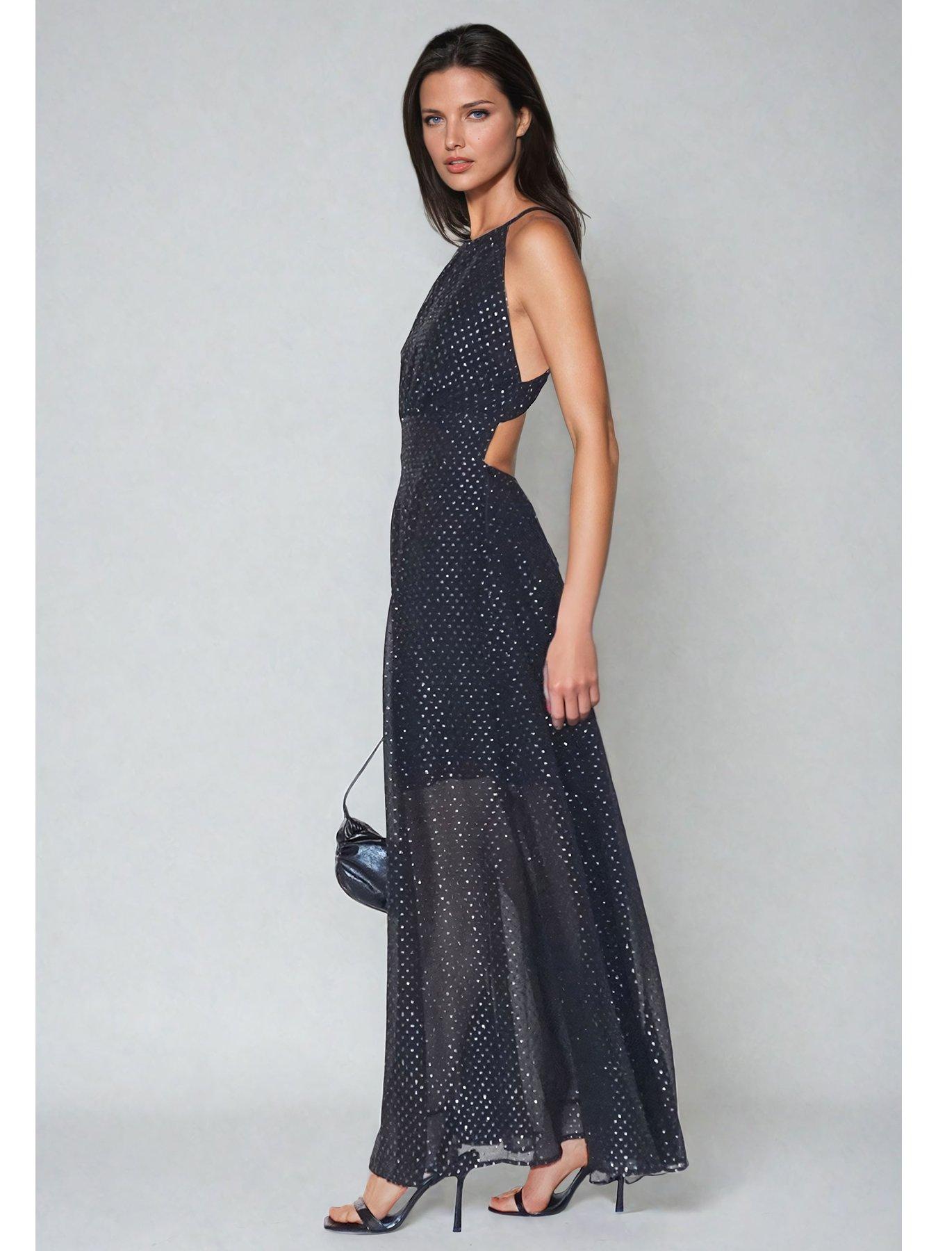  image of religion-halterneck-maxi-dress-grey