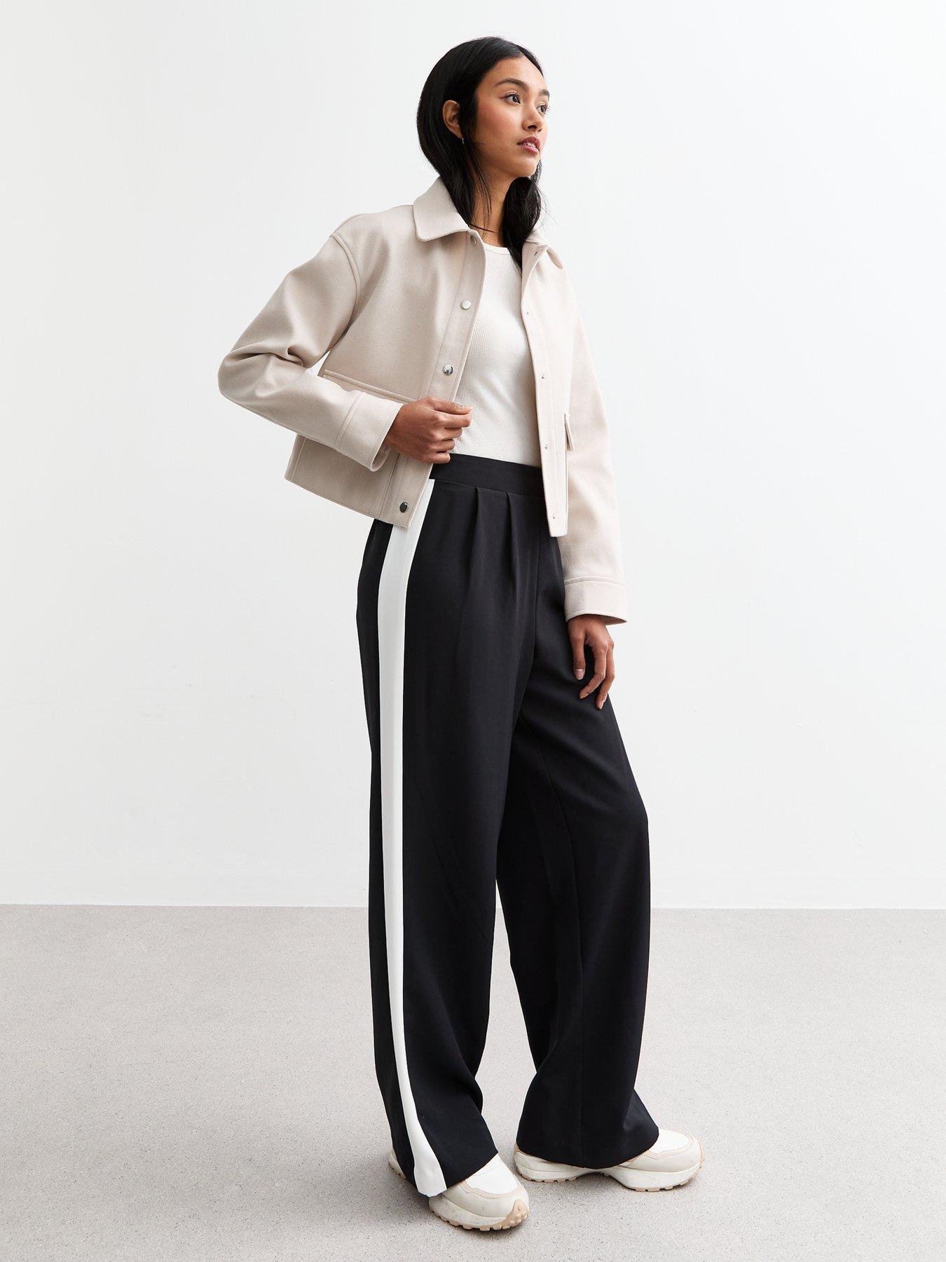 Black Pants Black Trouser With White Side Stripe LTS Tall Women's