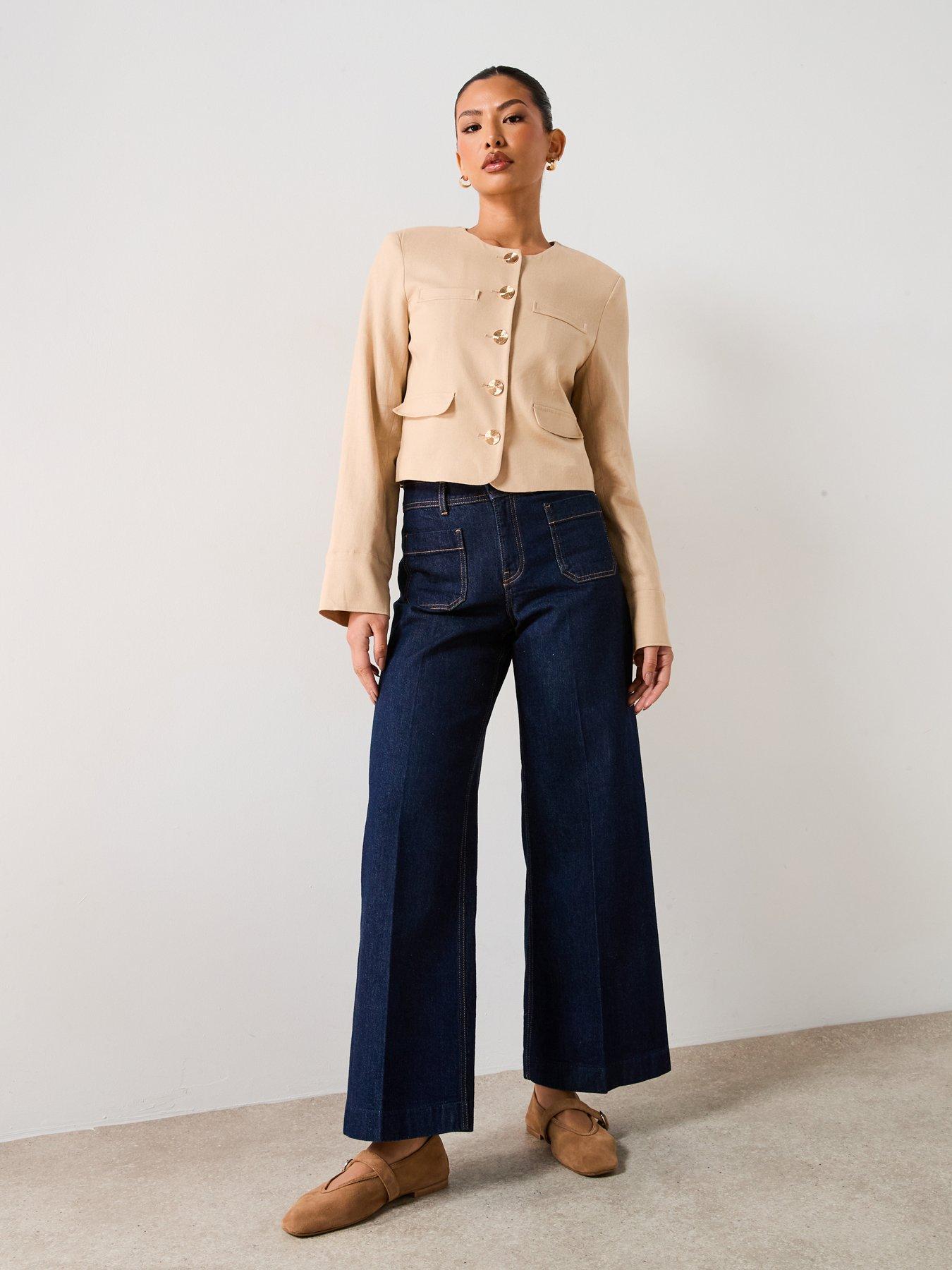  image of v-by-very-linen-trophy-jacket-cream