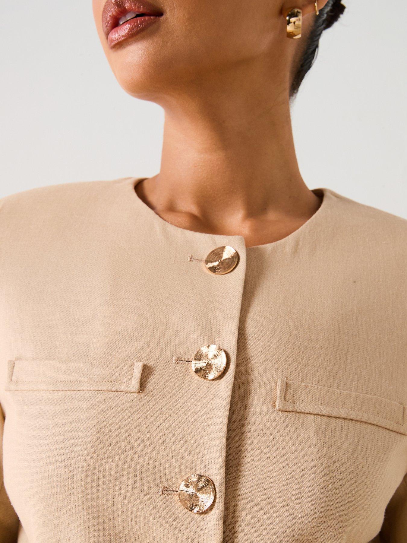  image of v-by-very-linen-trophy-jacket-cream