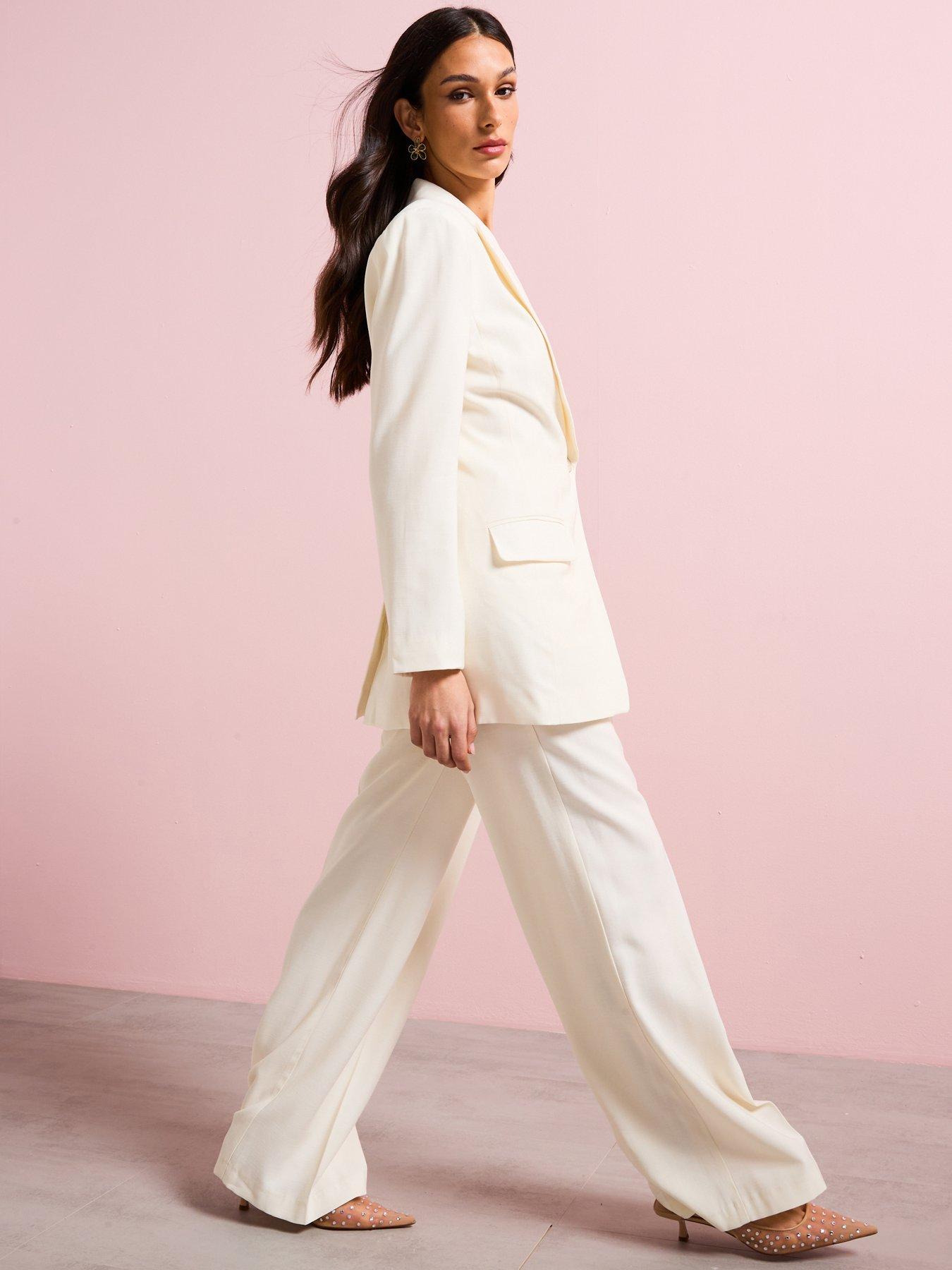 front image of v-by-very-wide-leg-pleated-trouser-cream