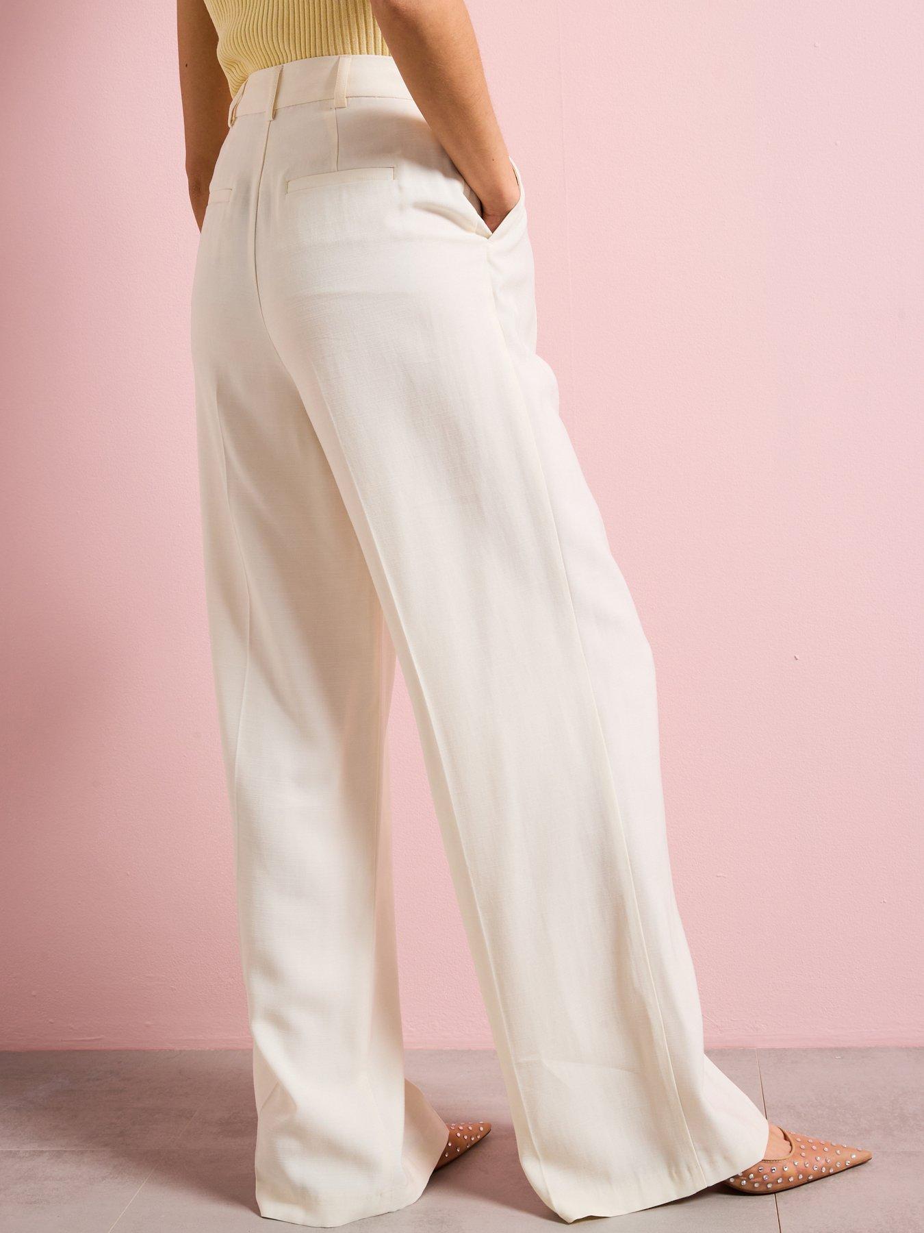  image of v-by-very-wide-leg-pleated-trouser-cream