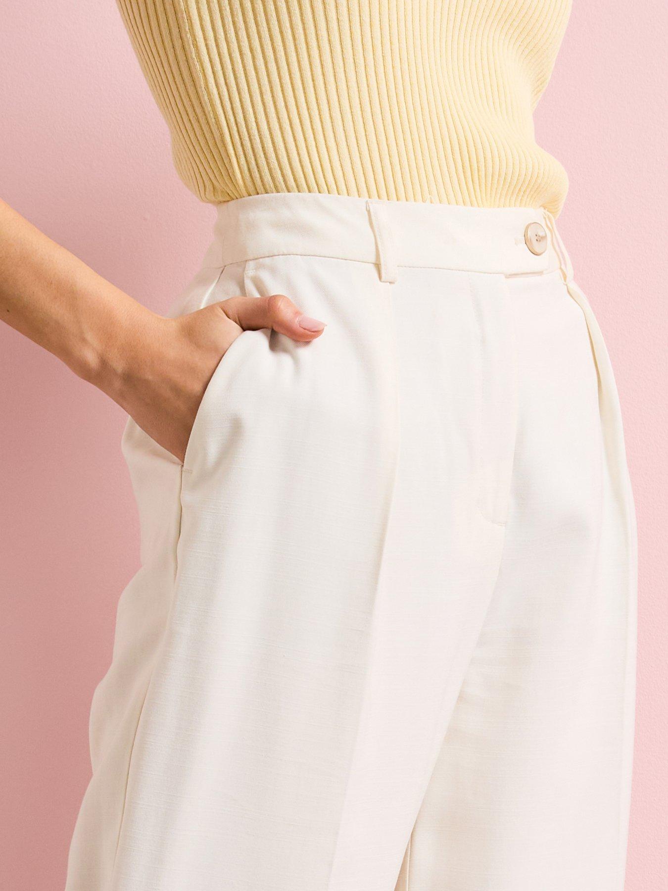  image of v-by-very-wide-leg-pleated-trouser-cream