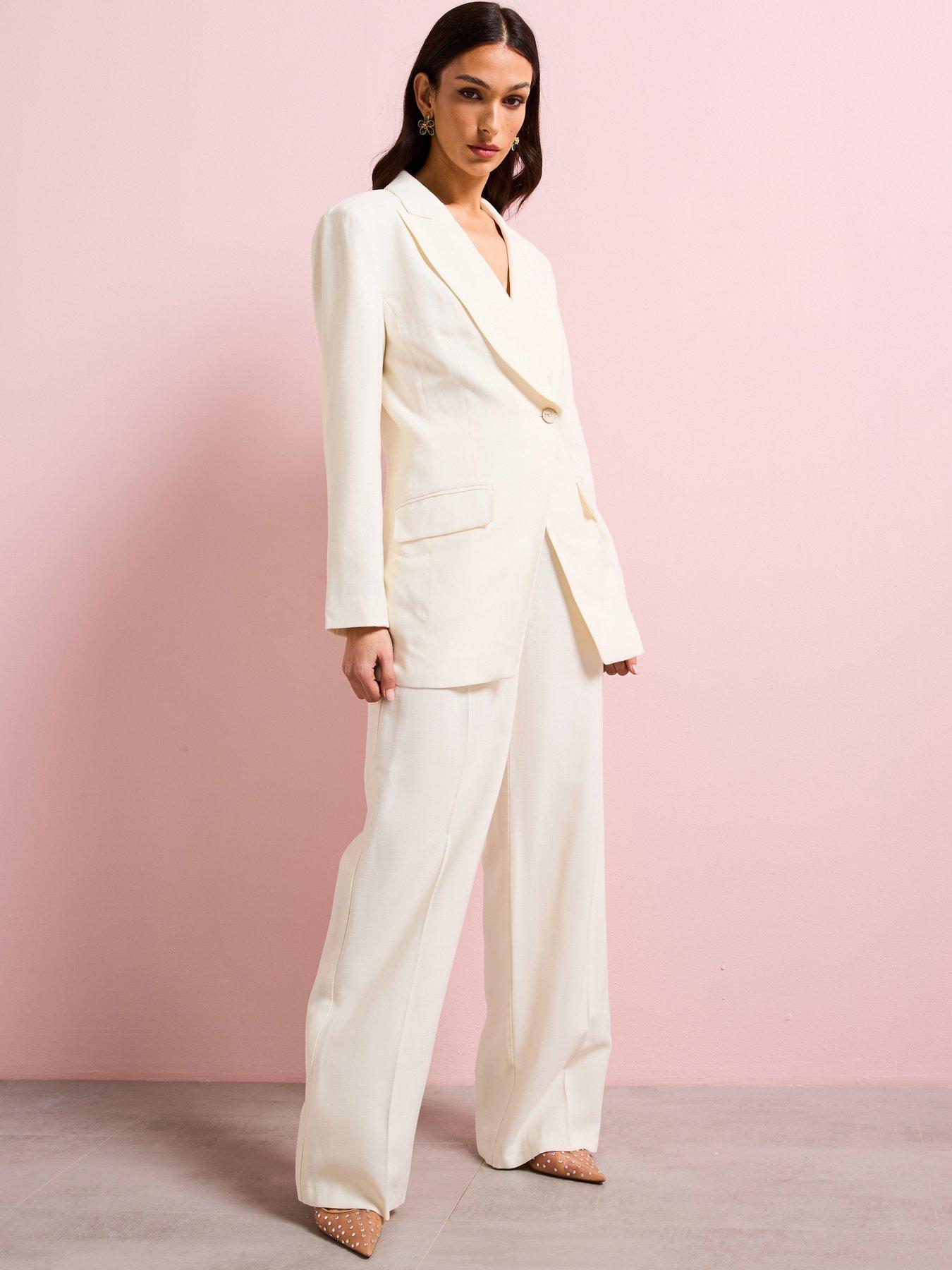  image of v-by-very-wide-leg-pleated-trouser-cream