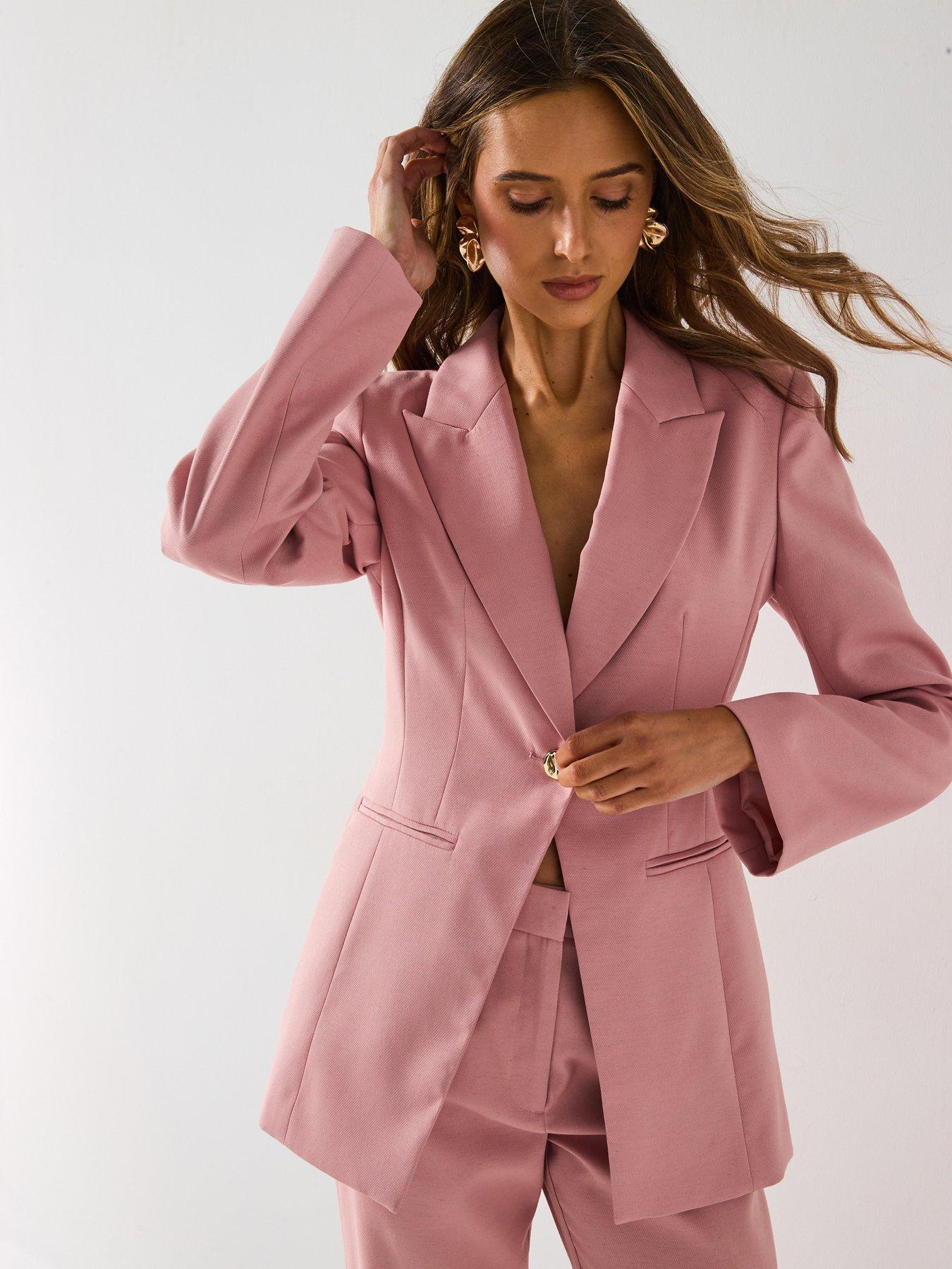  image of v-by-very-statement-button-suit-blazer-blush
