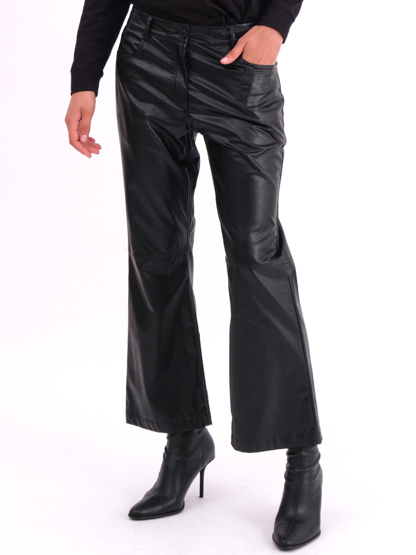 undefined Matte Faux Leather Bootcut Trouser - Black