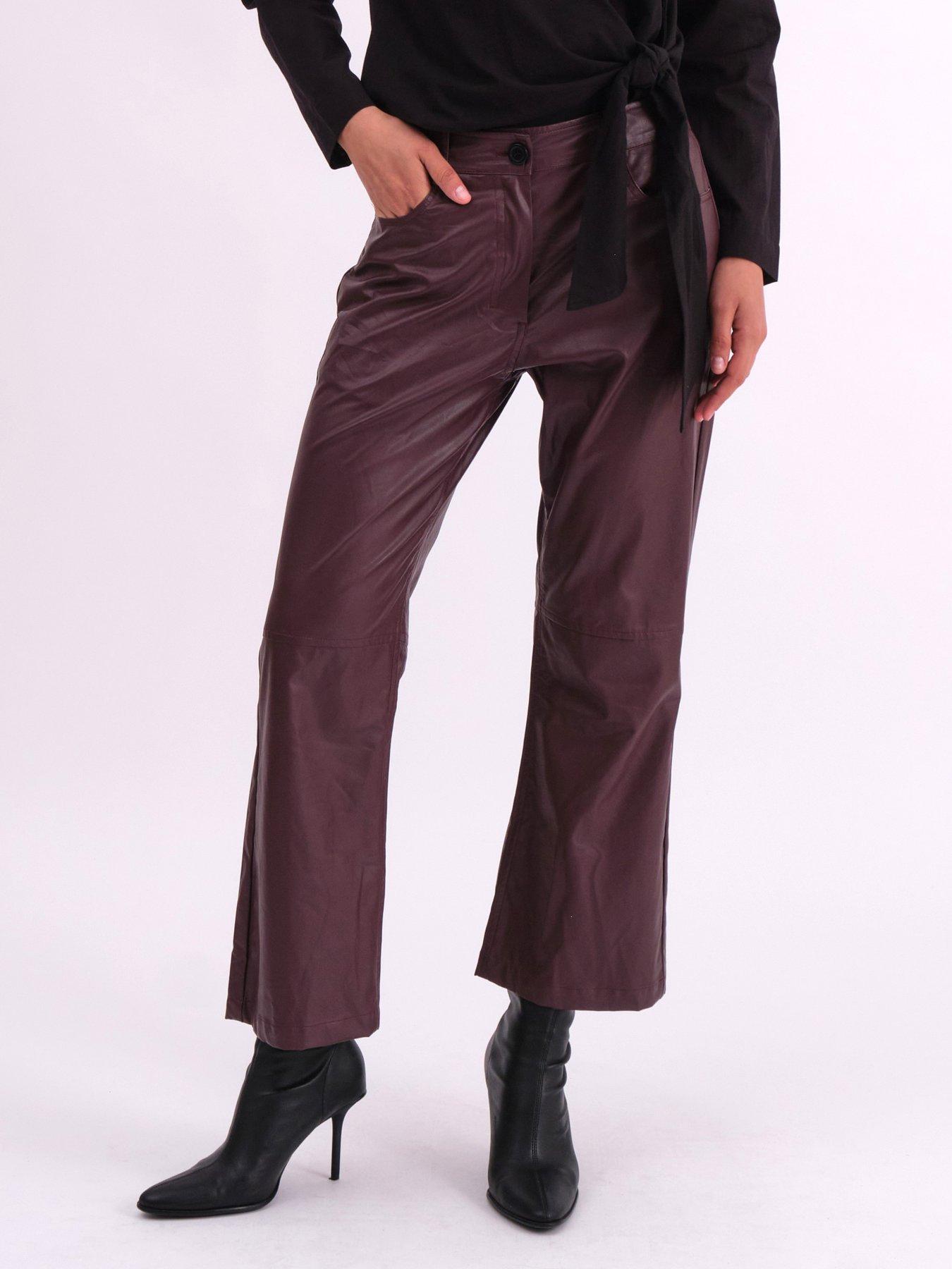 undefined Matte Faux Leather Bootcut Trouser - Red