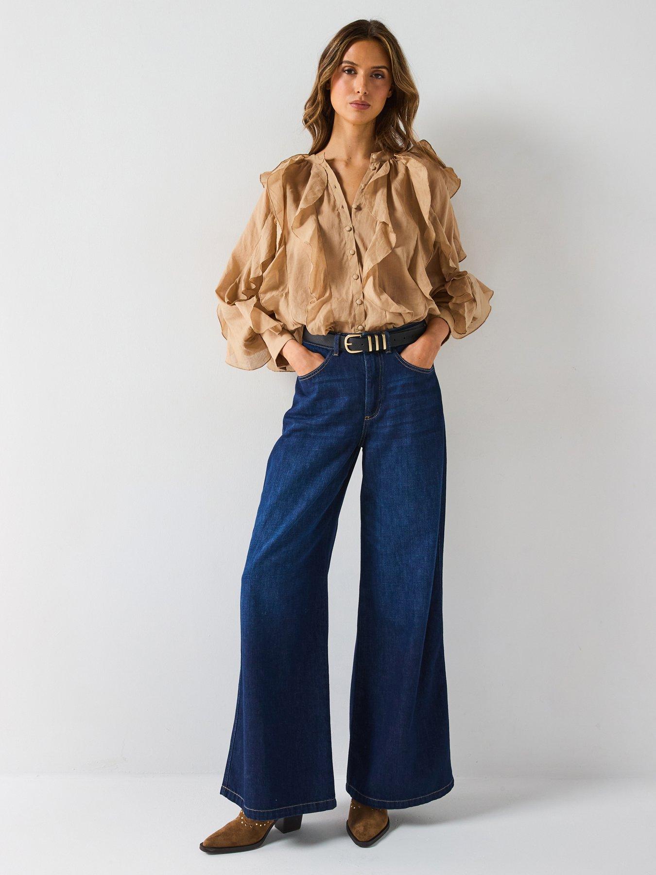  image of v-by-very-ruffle-blouse-beige