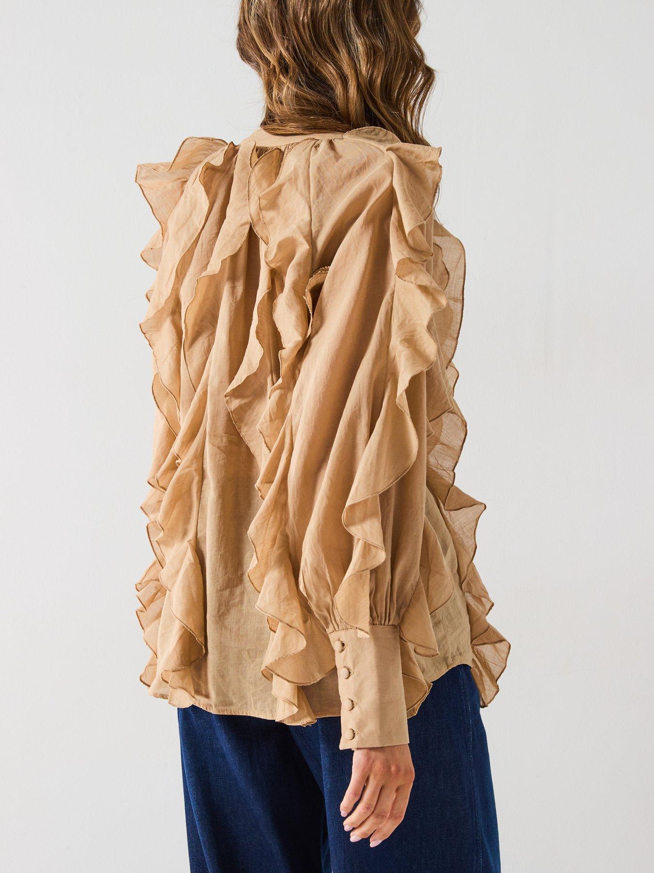  image of v-by-very-ruffle-blouse-beige