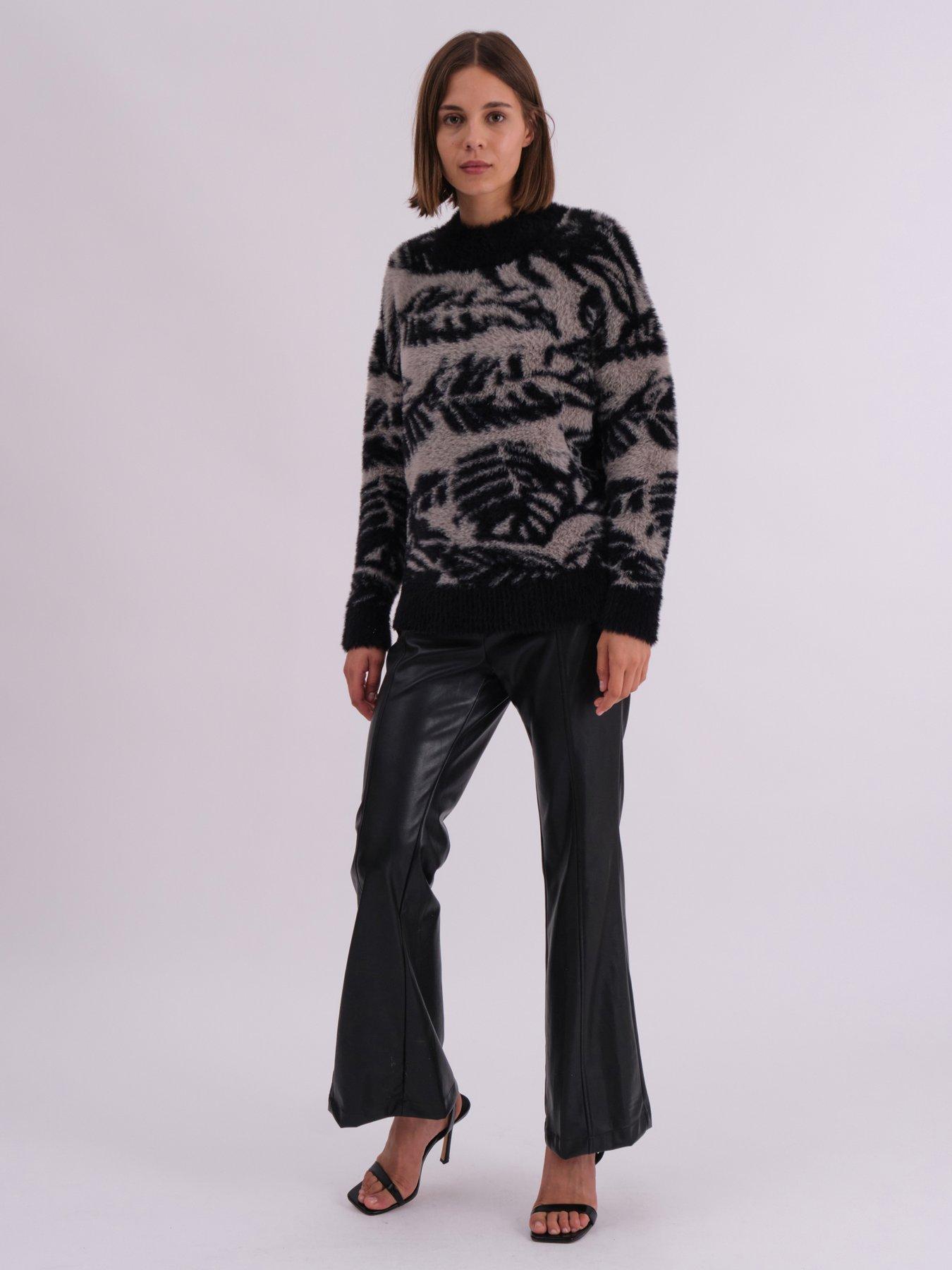  image of religion-abstract-print-crewneck-jumper-black