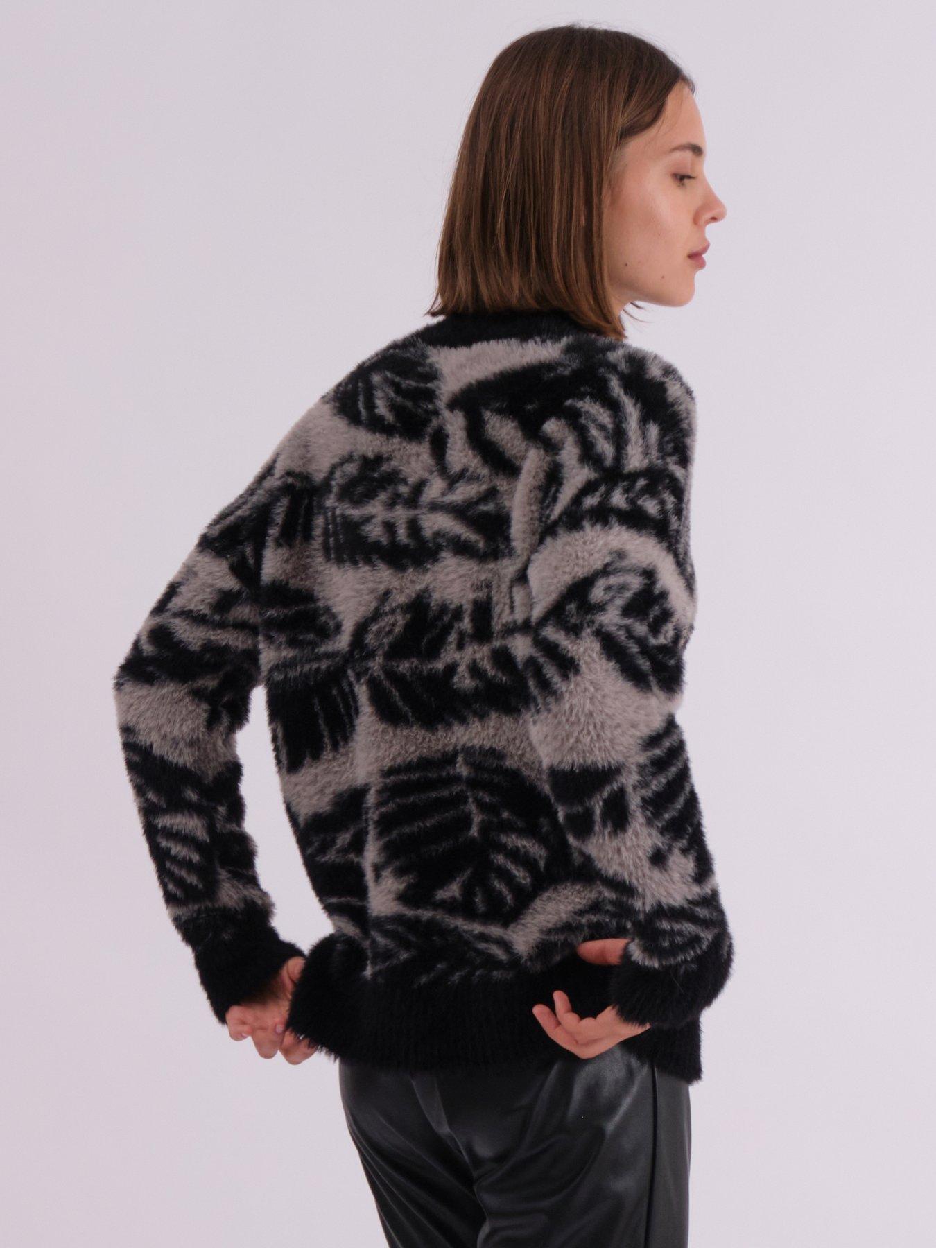 image of religion-abstract-print-crewneck-jumper-black