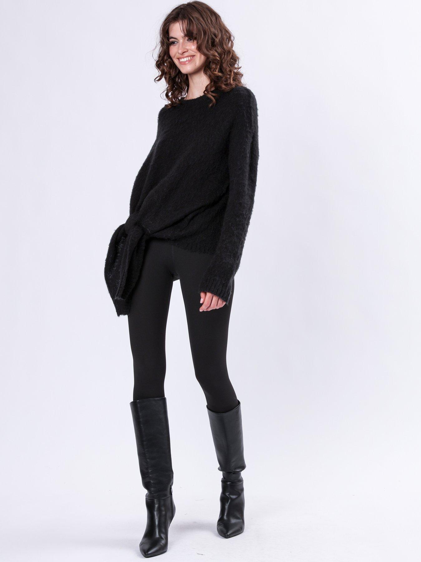  image of religion-reverse-tie-front-jumper-black