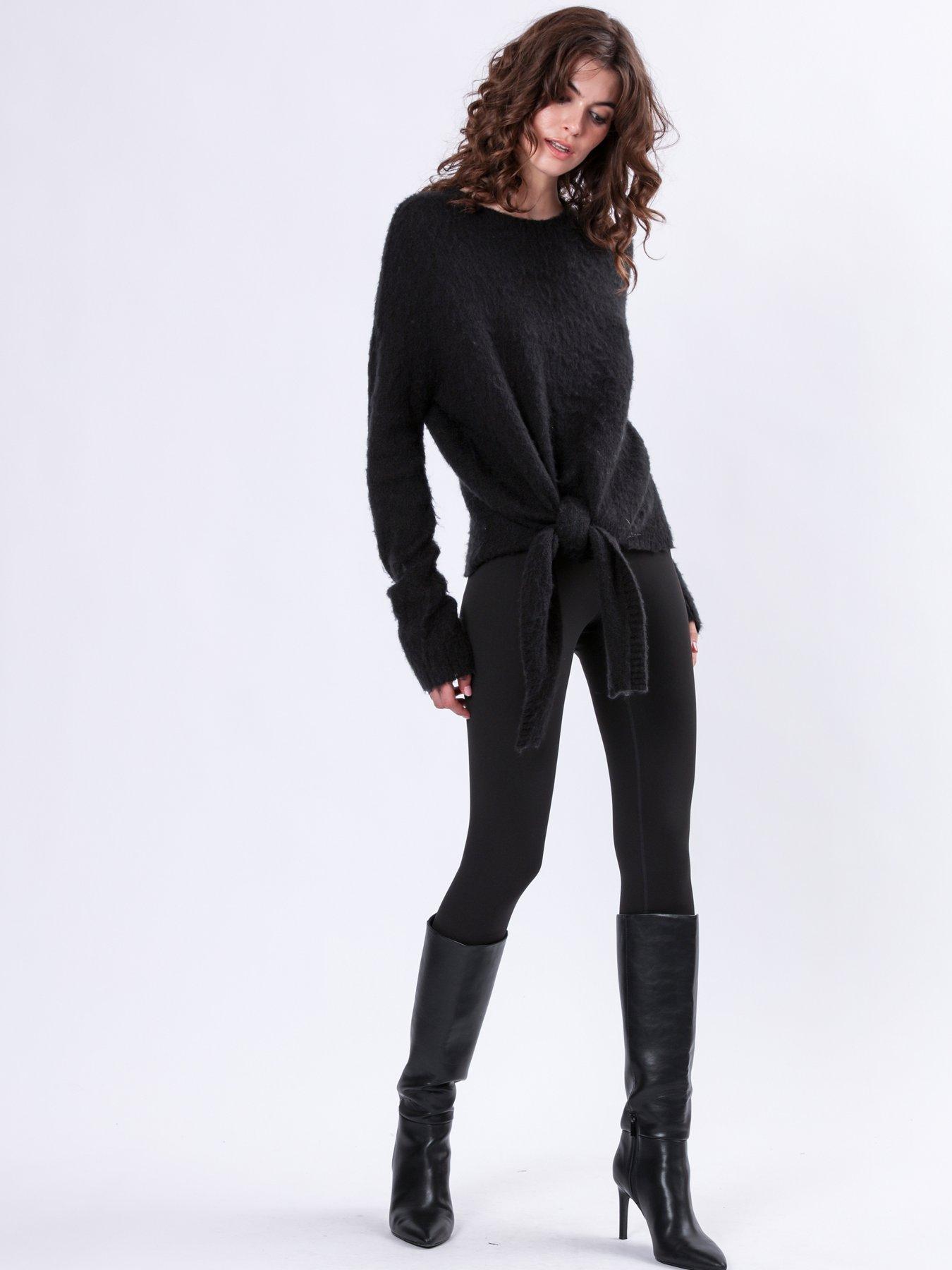  image of religion-reverse-tie-front-jumper-black