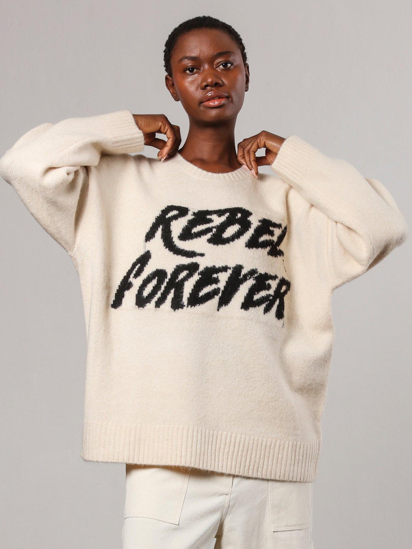  image of religion-rebel-forever-oversized-jumper-white