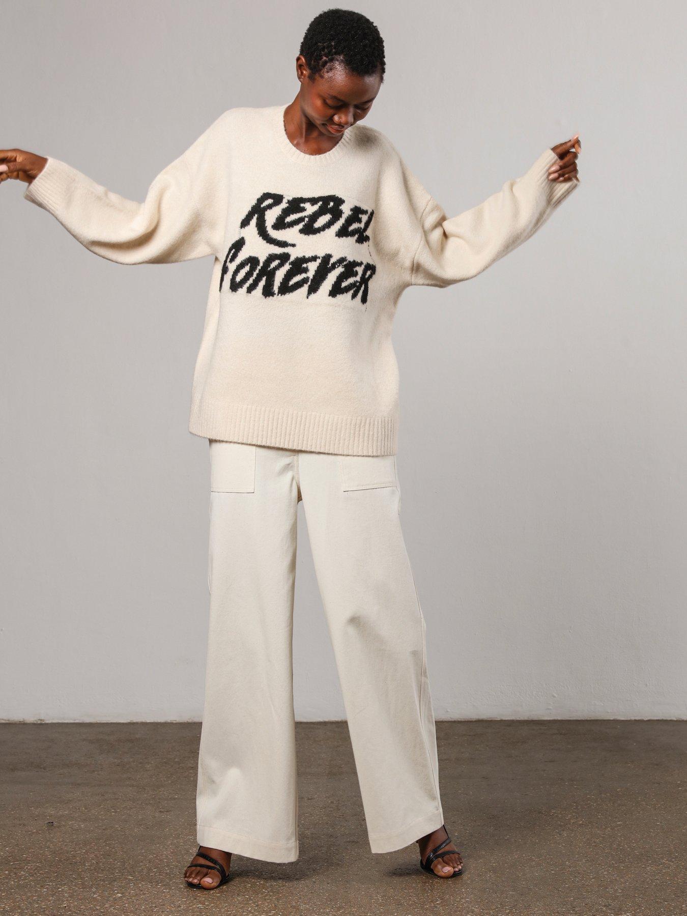  image of religion-rebel-forever-oversized-jumper-white