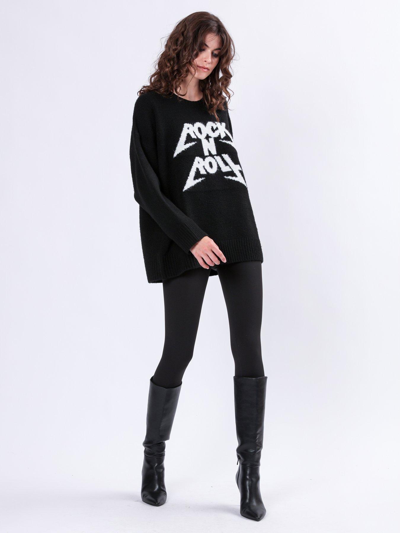  image of religion-oversized-lightning-bolt-print-jumper-black