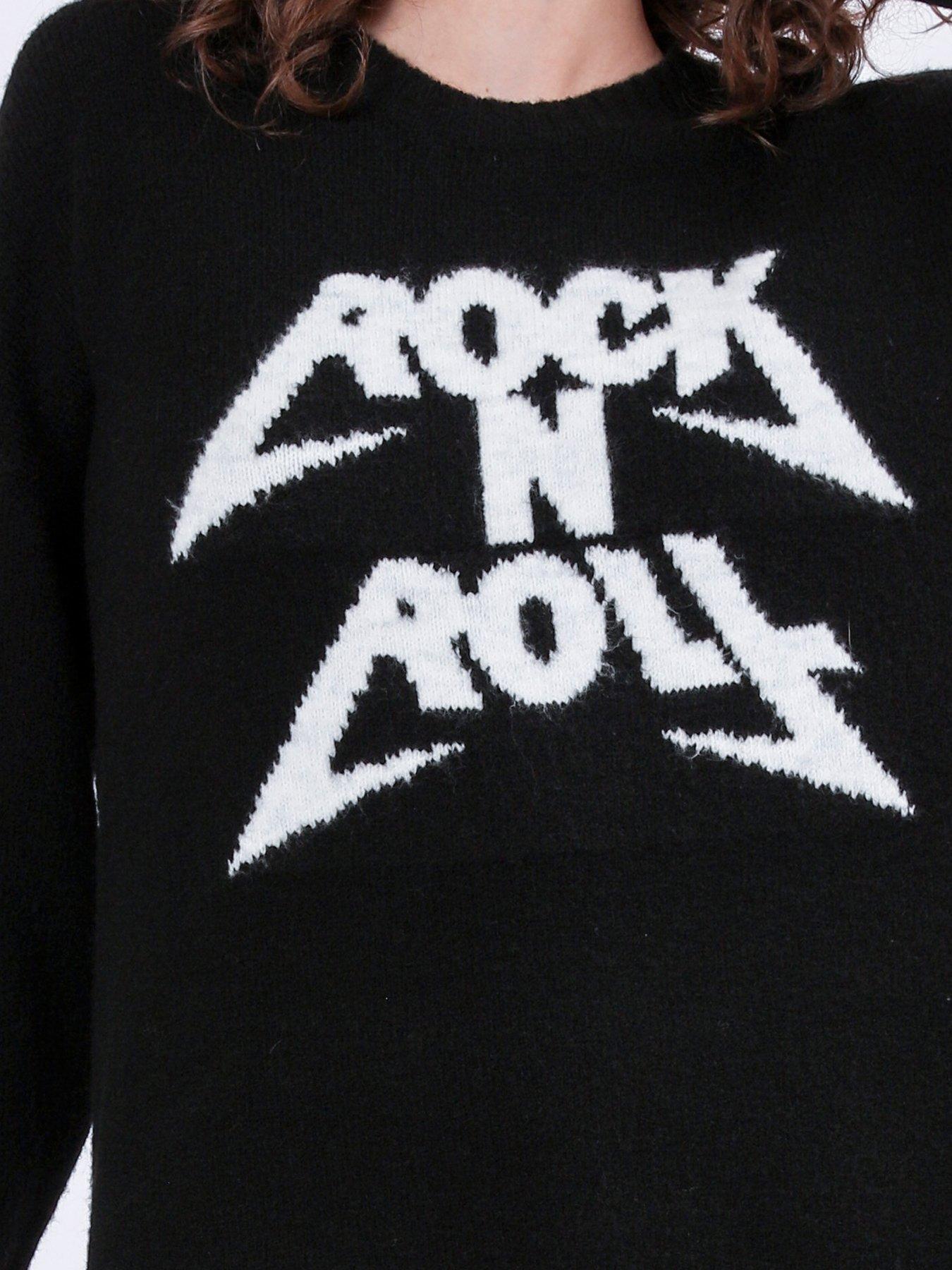  image of religion-oversized-lightning-bolt-print-jumper-black