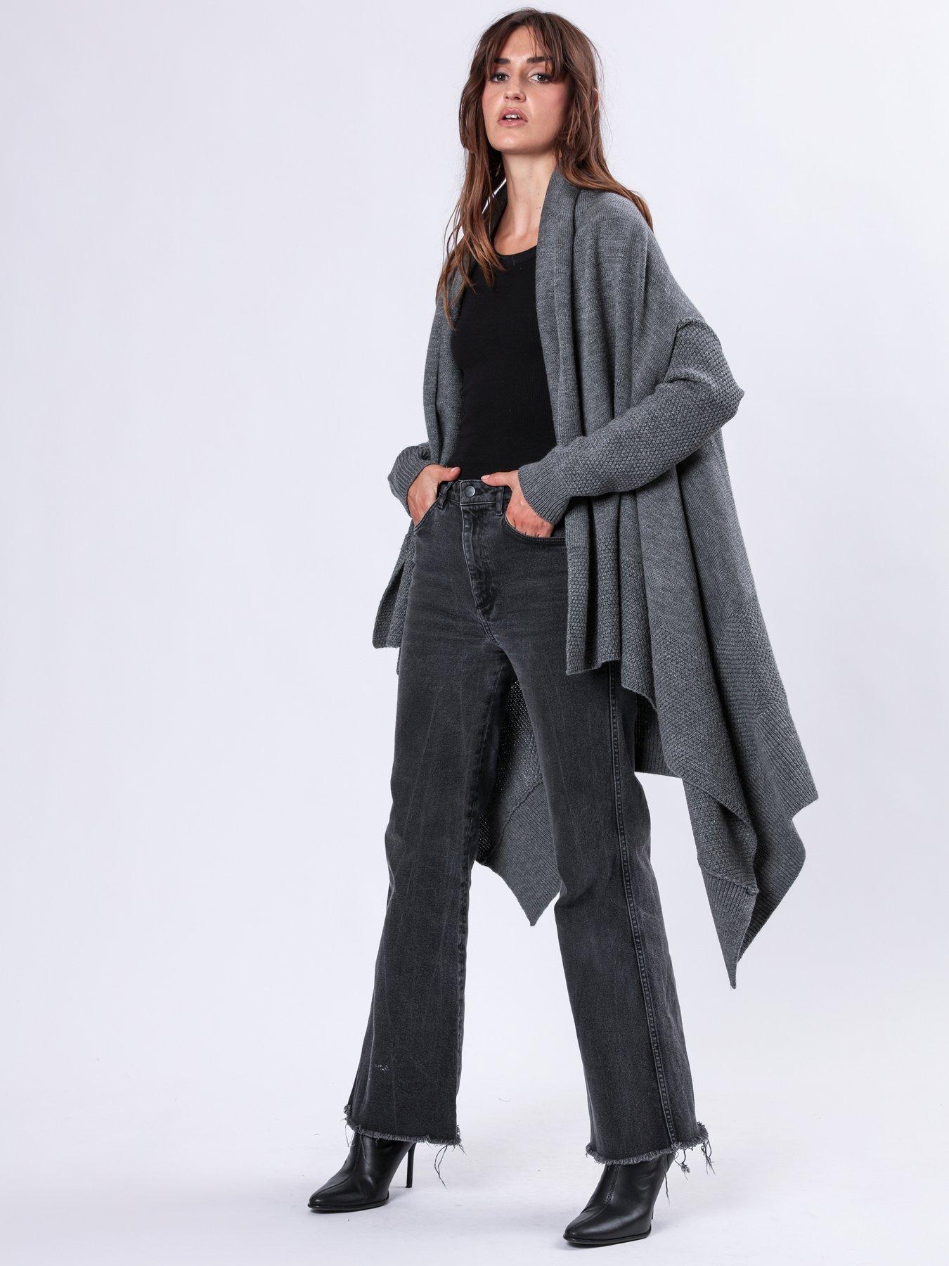  image of religion-soft-yarn-draped-cardigan-grey
