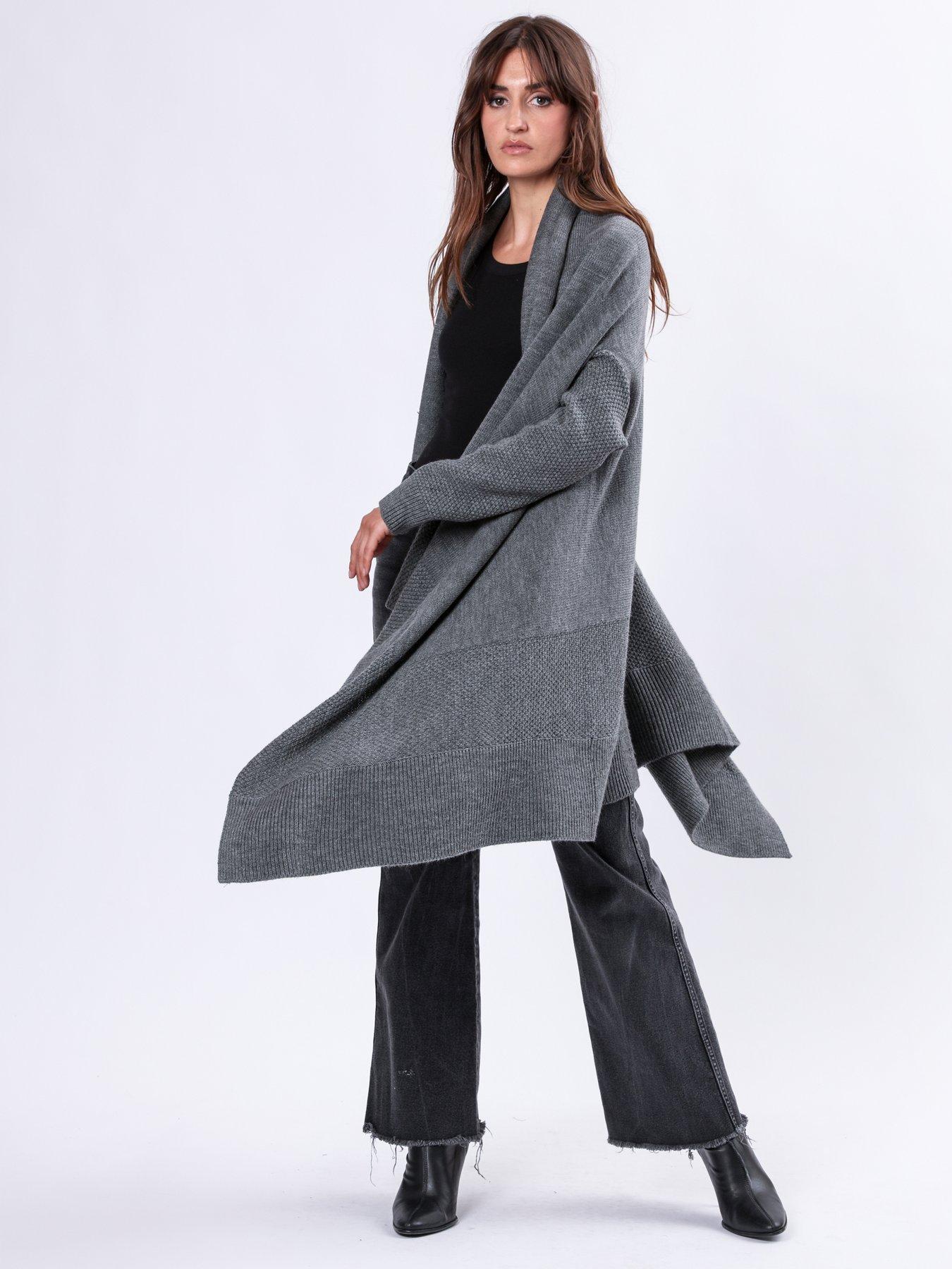  image of religion-soft-yarn-draped-cardigan-grey