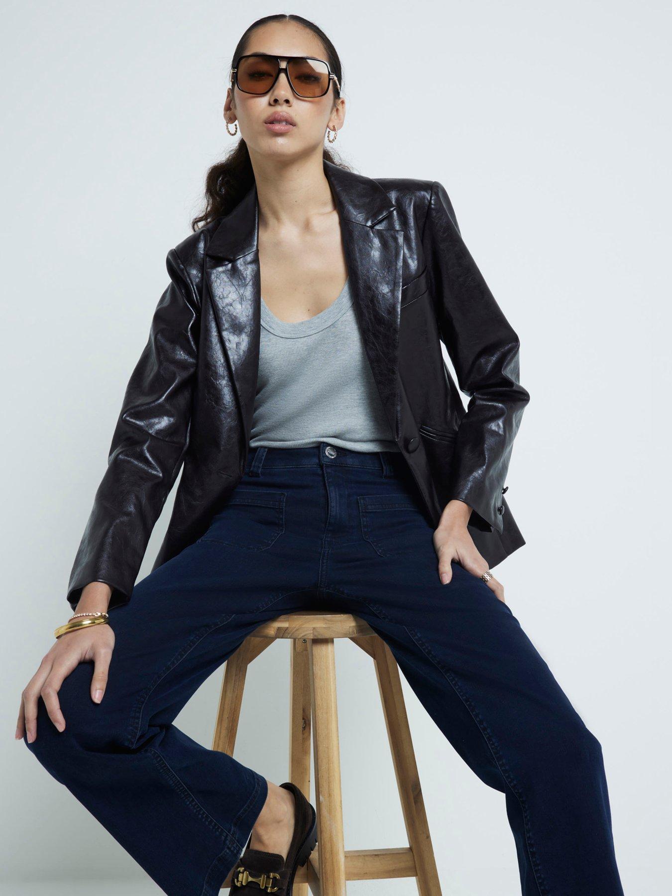 River Island Wide Leg Pocket Front Jeans - Blue