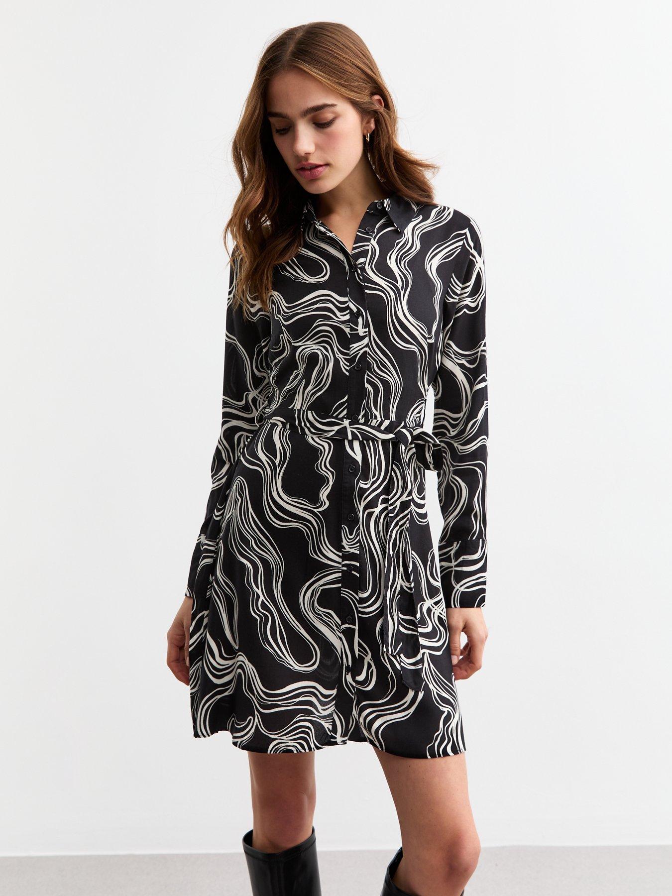 undefined Black Ed Mini Shirt Dress - Print