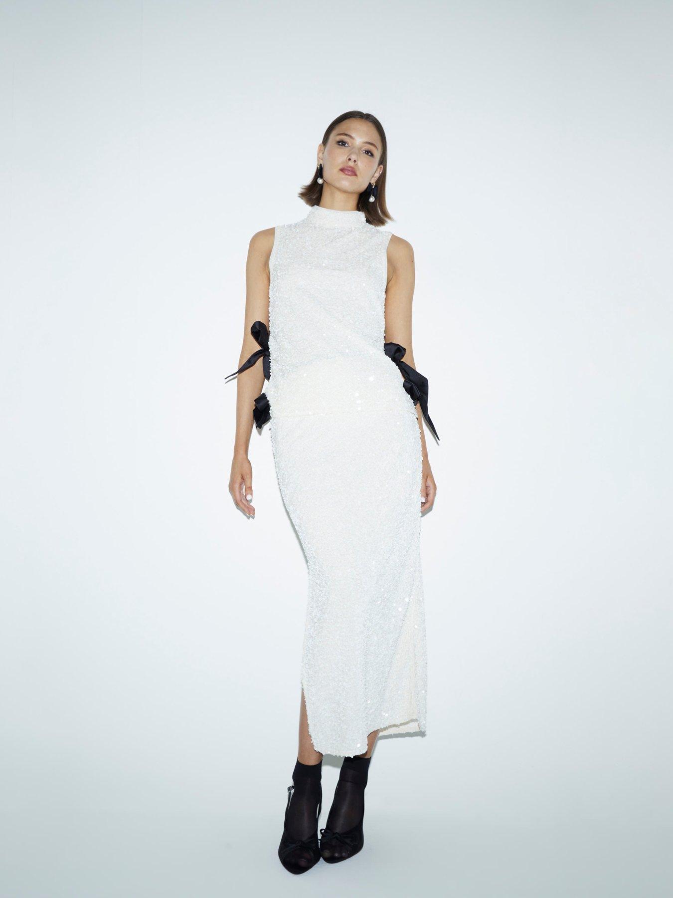 undefined Tie Side Shell Top - White