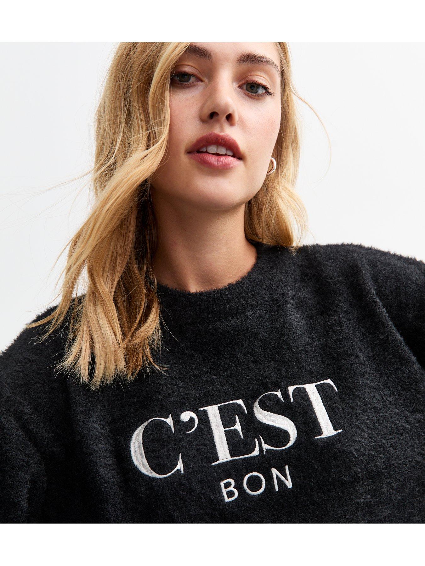 Image 4 of 4 of New Look C'est Bon Fluffy Jumper - Black