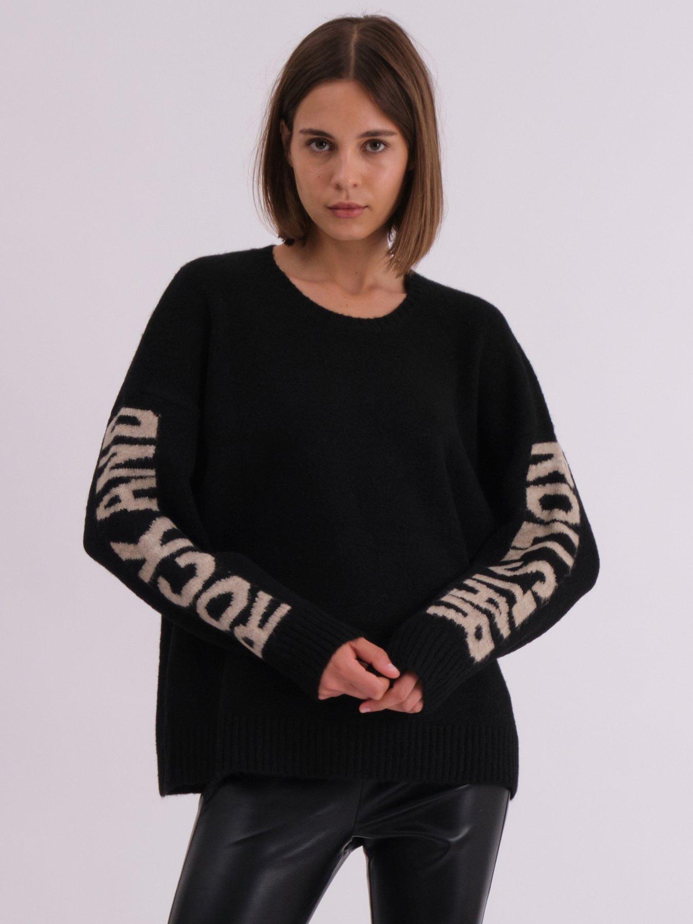  image of religion-oversized-star-rock-roll-jumper-black