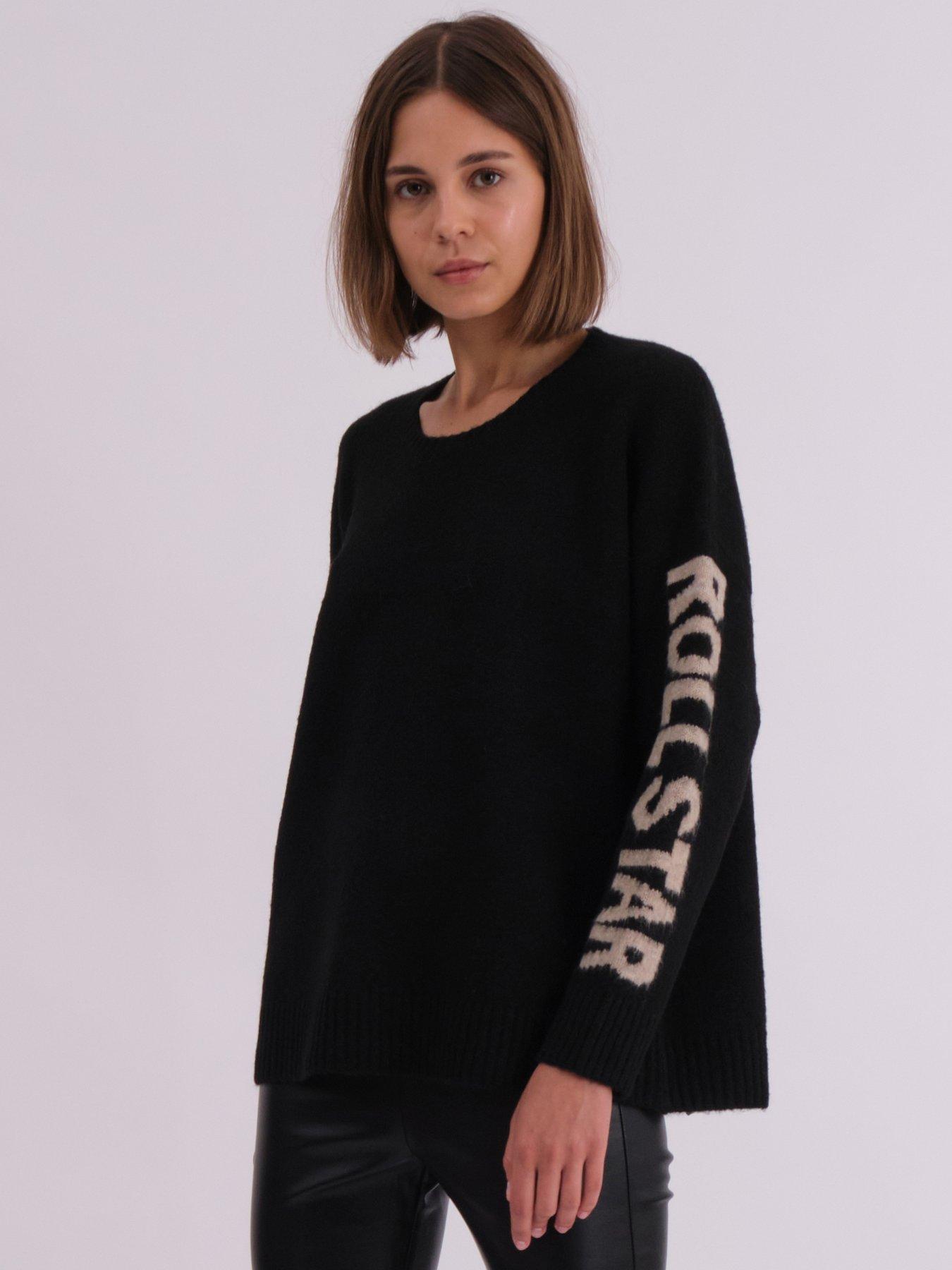  image of religion-oversized-star-rock-roll-jumper-black