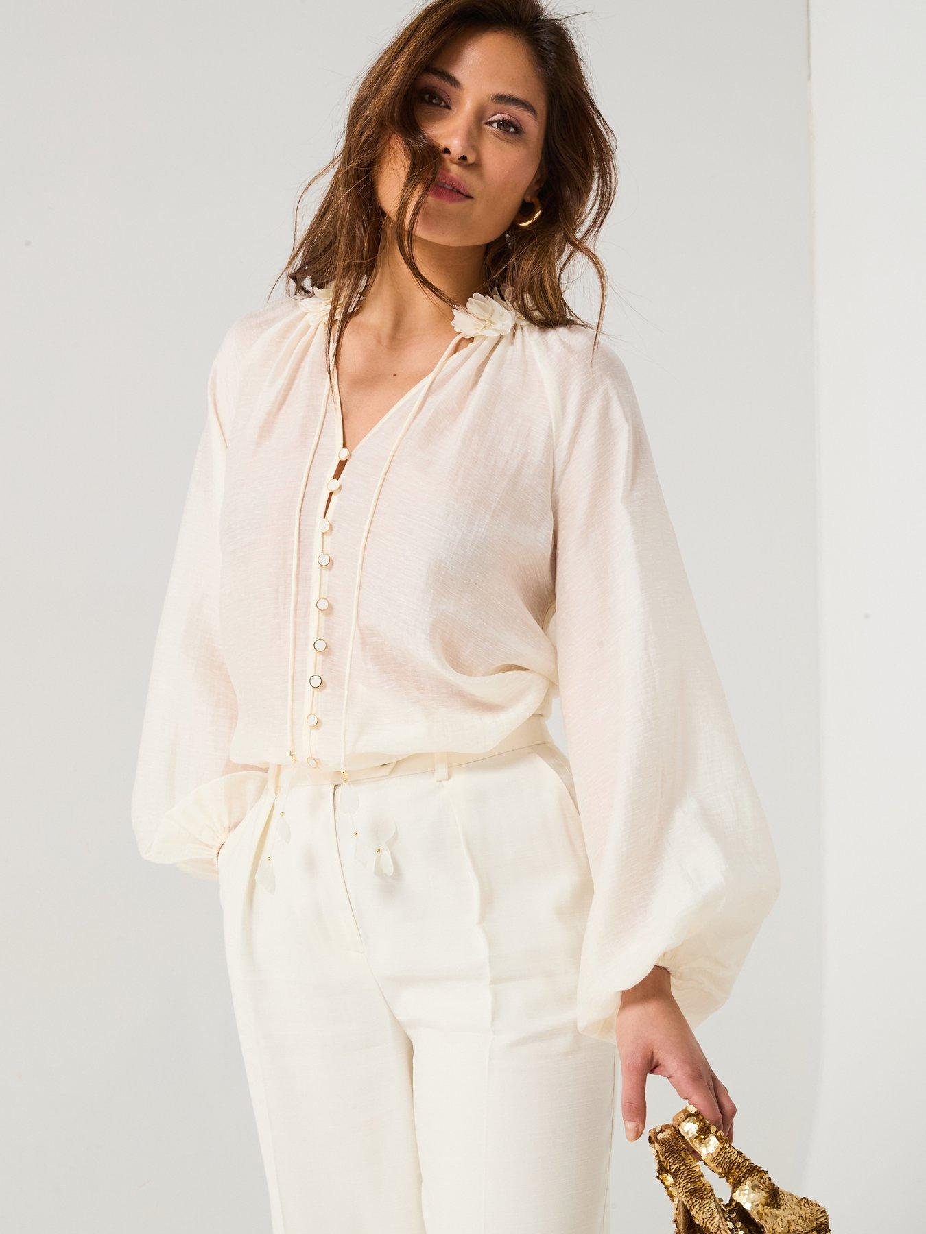 undefined Poet Blouson Blouse - Cream