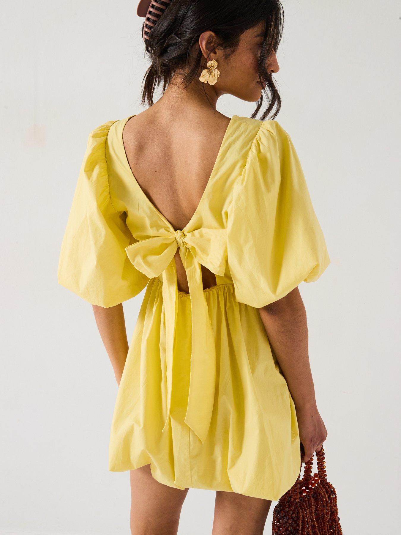 stillFront image of v-by-very-puffball-bow-back-mini-dress