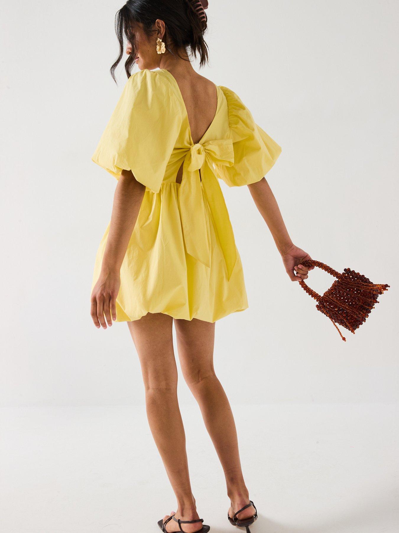  image of v-by-very-puffball-bow-back-mini-dress