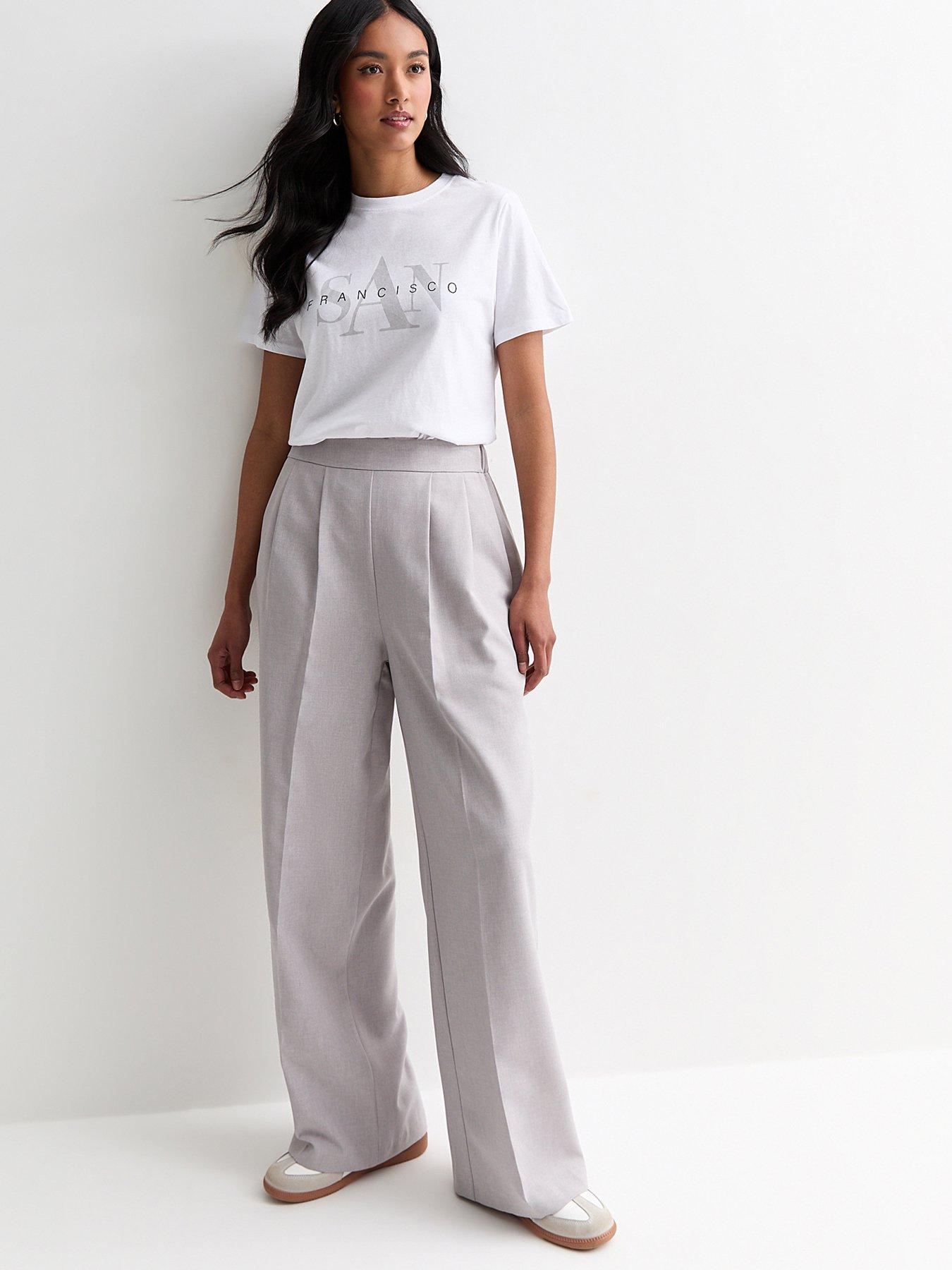 undefined Grey Tailored Wide Leg Trousers