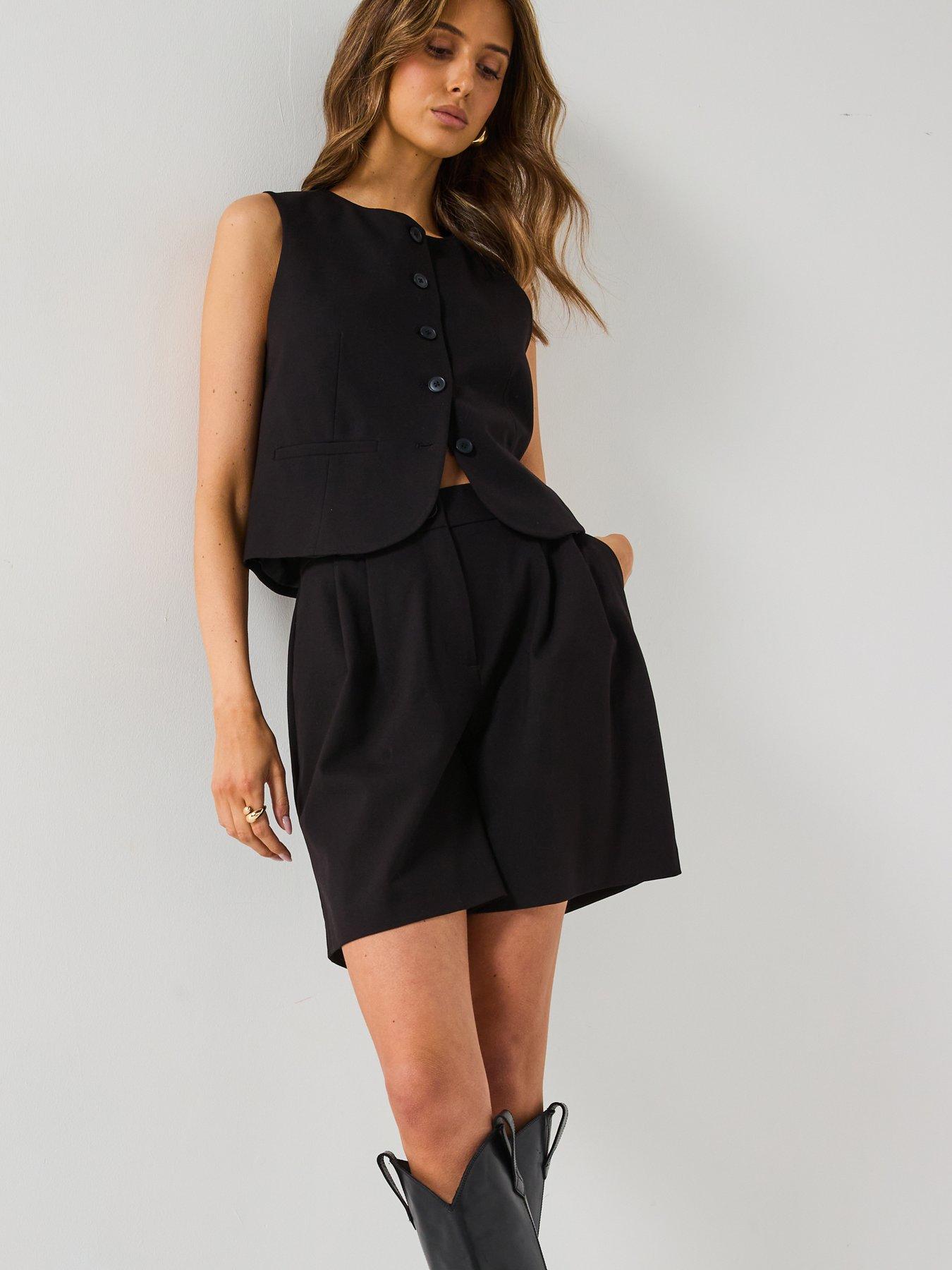  image of v-by-very-bermuda-co-ord-shorts-black