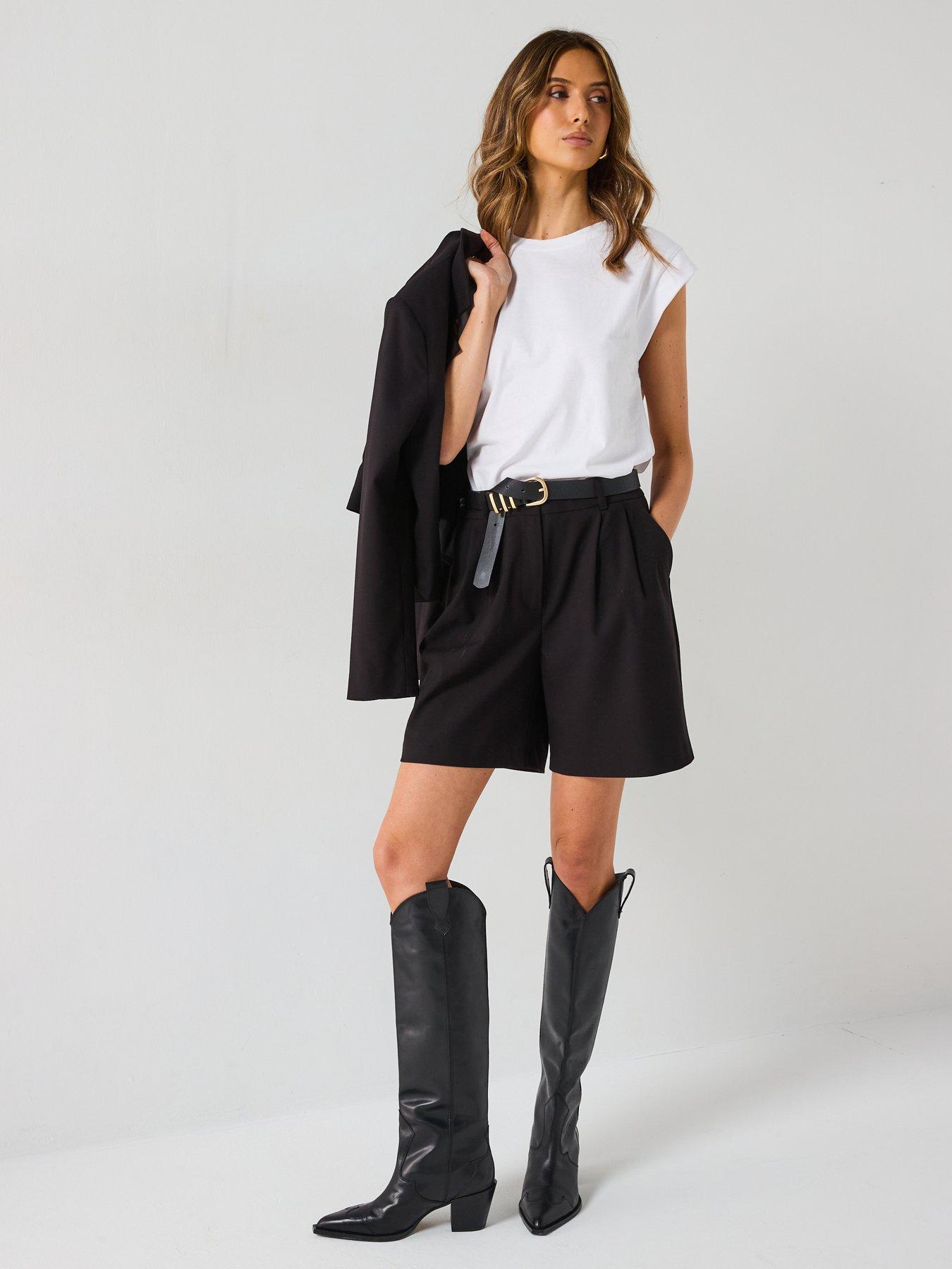  image of v-by-very-bermuda-co-ord-shorts-black