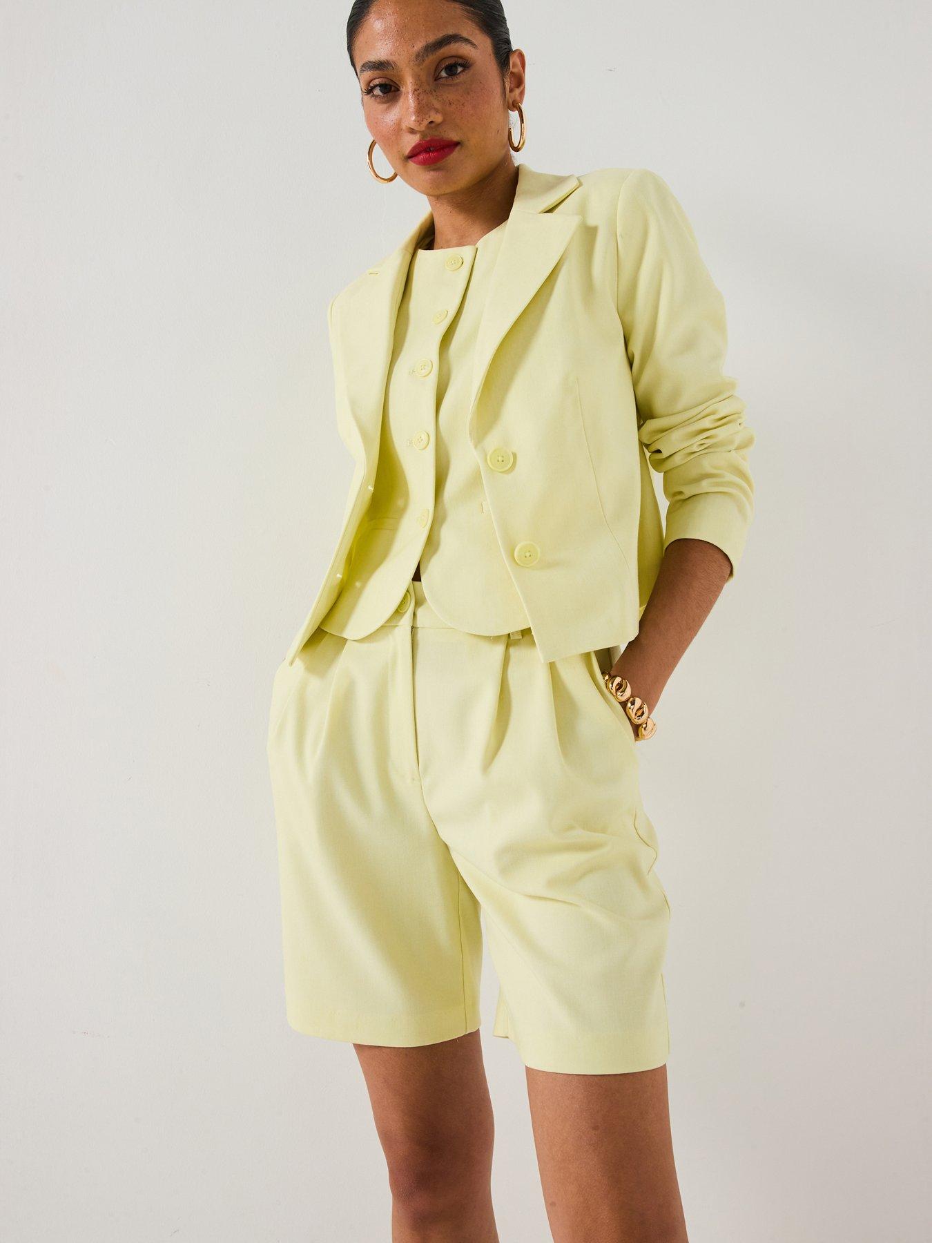 V by Very Boxy Blazer Co-Ord - Lemon