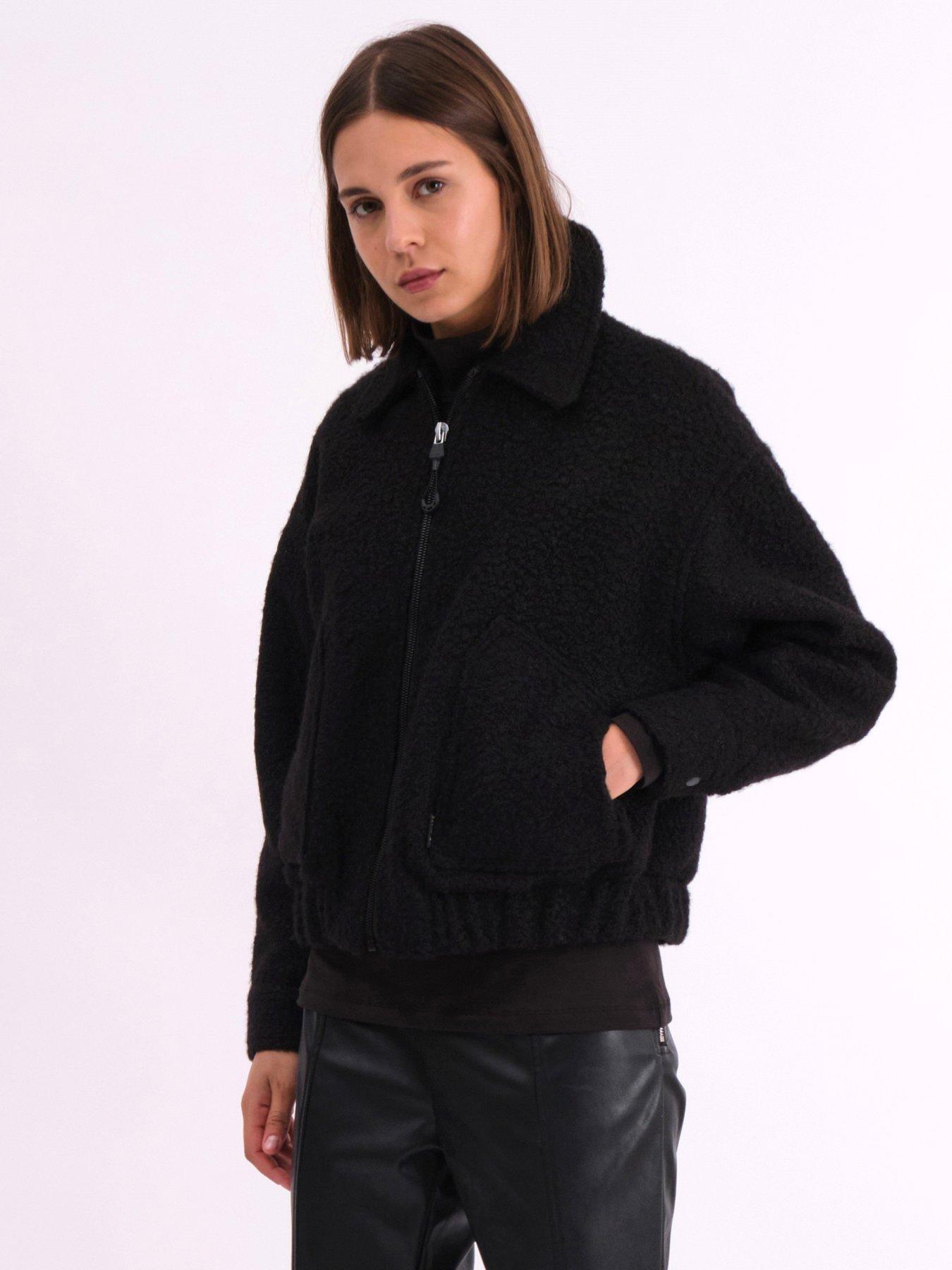 undefined Oversized Boucle Bomber Jacket - Black