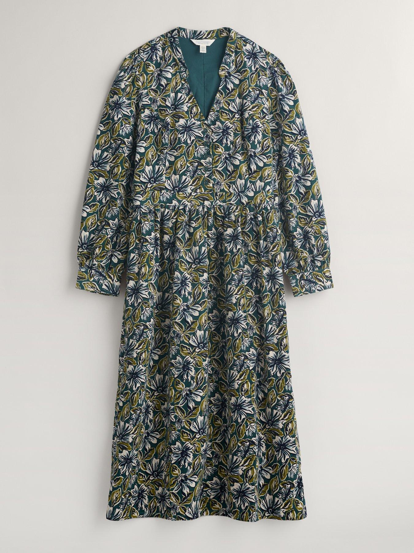  image of seasalt-cornwall-floral-notch-neck-midi-dress