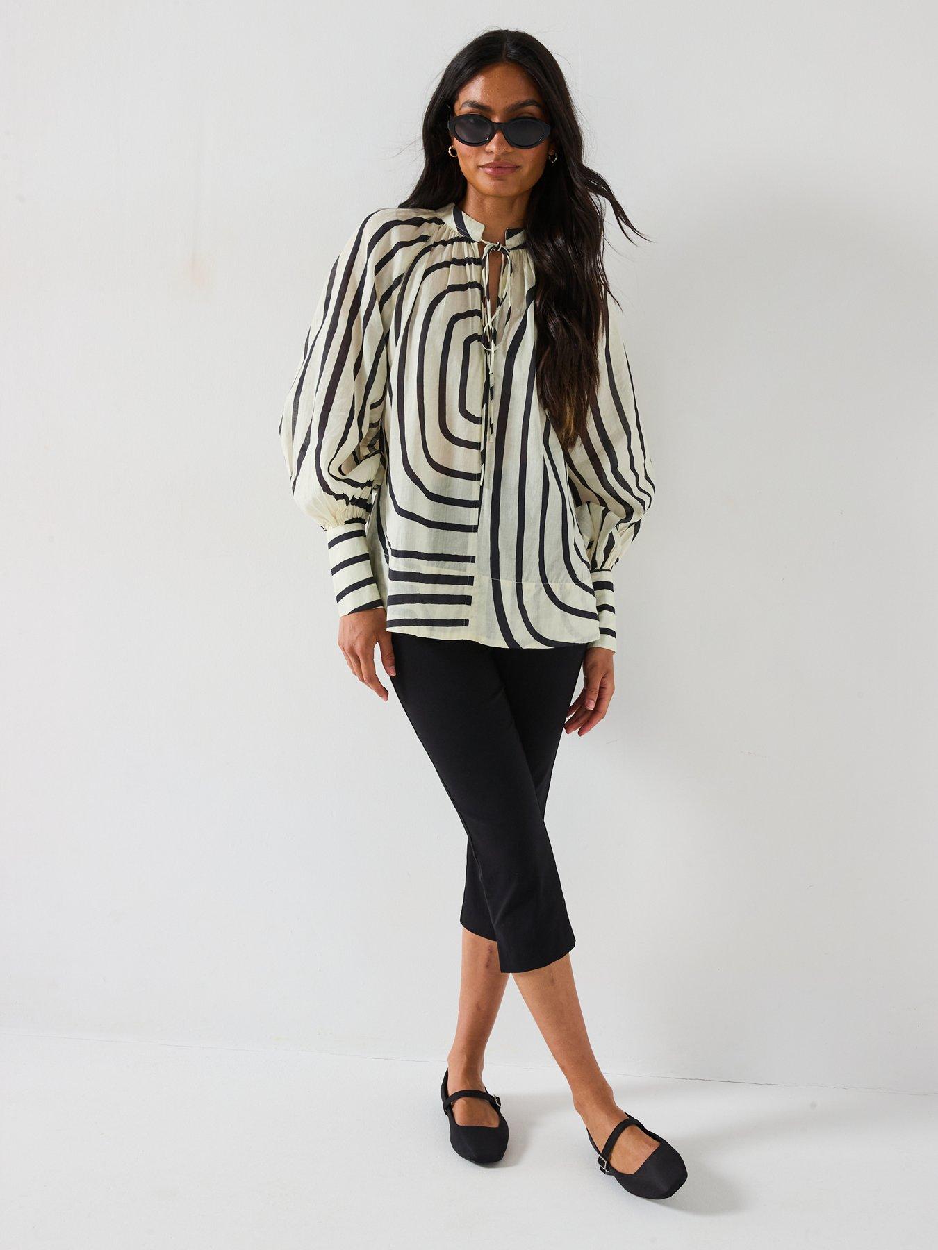 image of v-by-very-oversized-tie-stripe-blouse