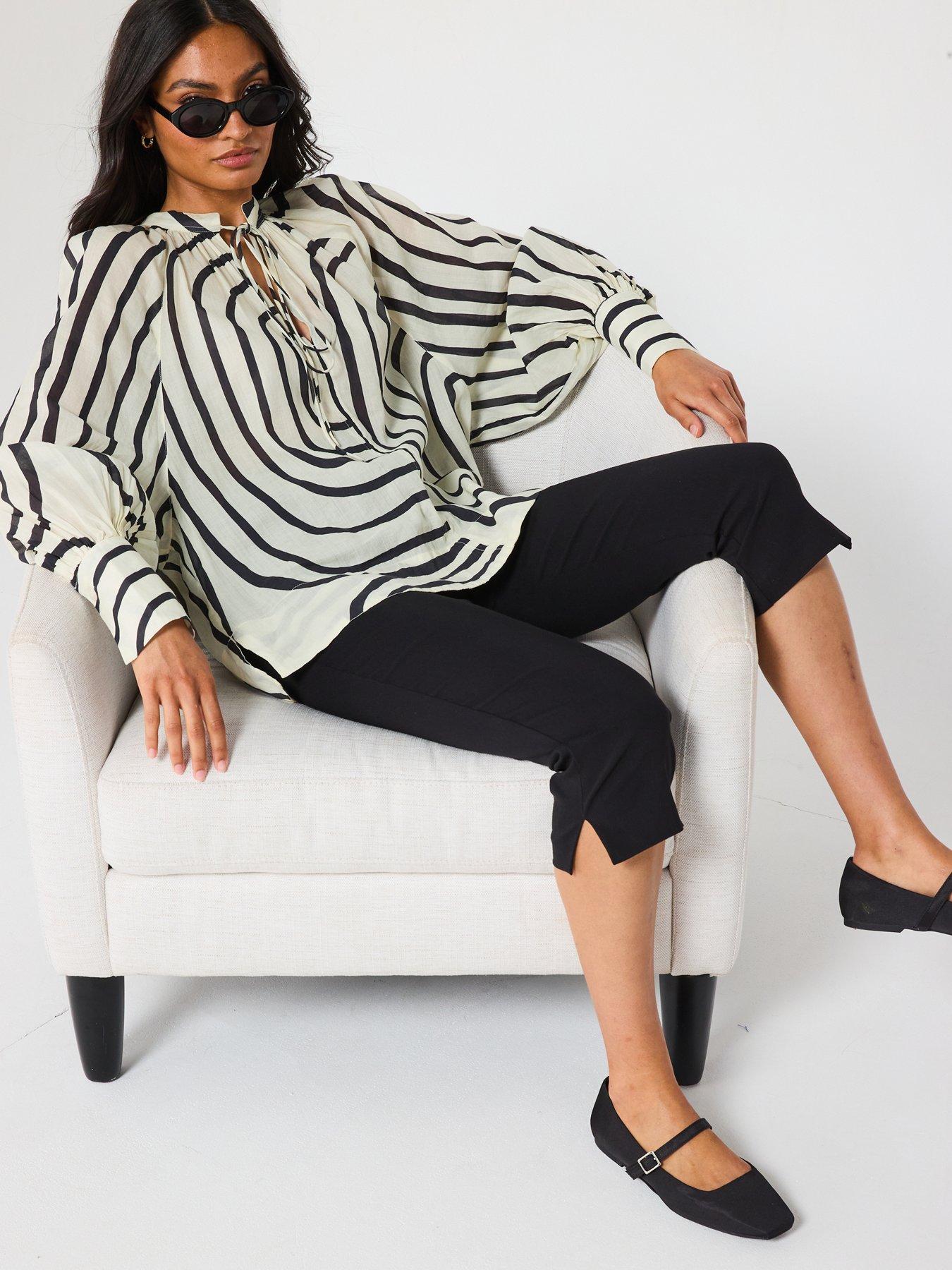  image of v-by-very-oversized-tie-stripe-blouse
