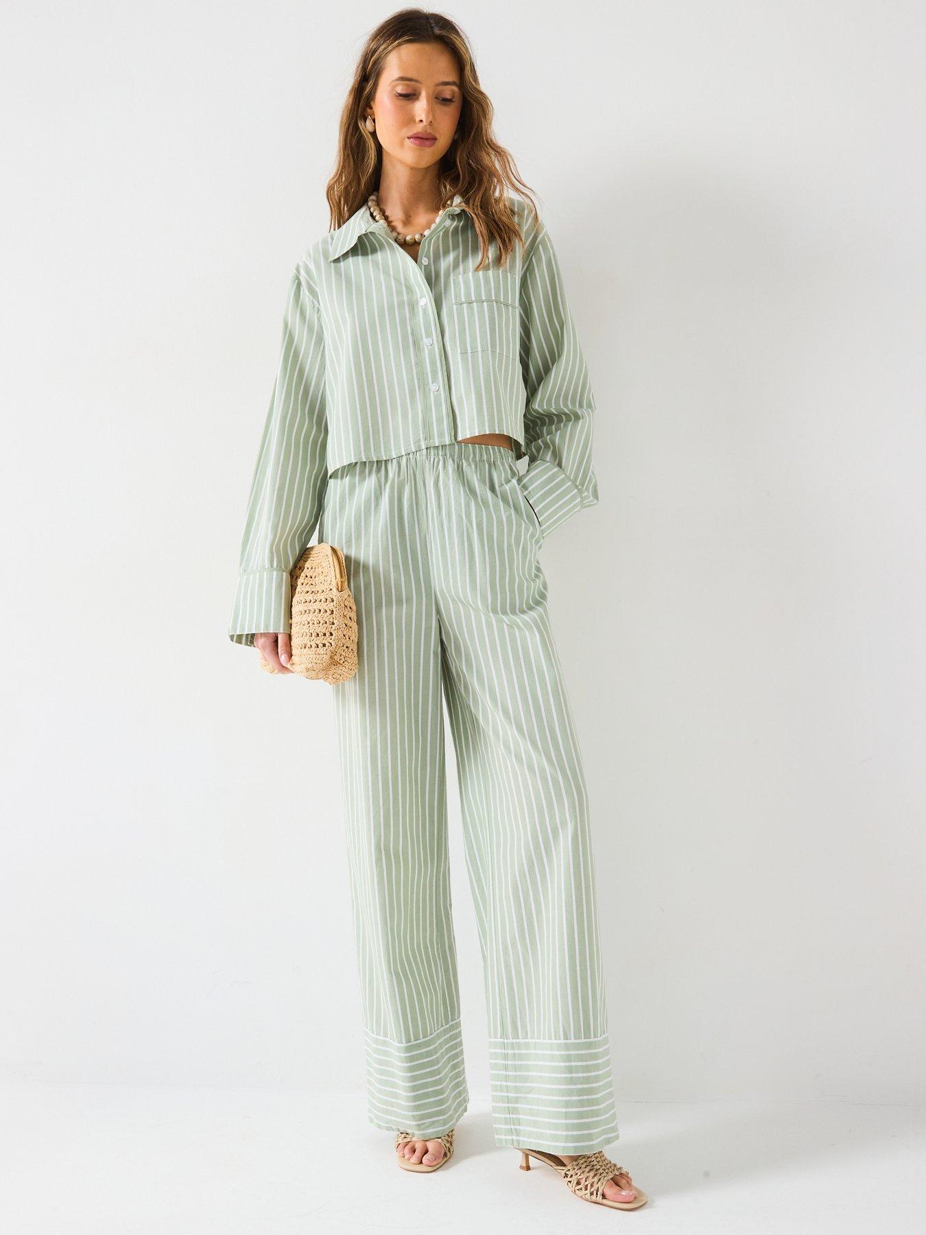  image of v-by-very-crop-stripe-shirt-co-ord