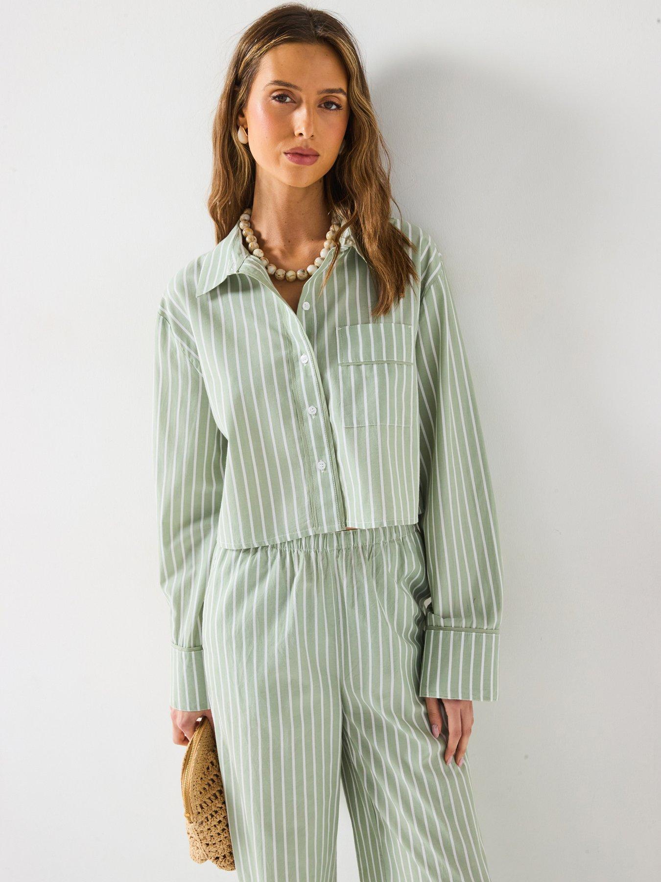  image of v-by-very-crop-stripe-shirt-co-ord