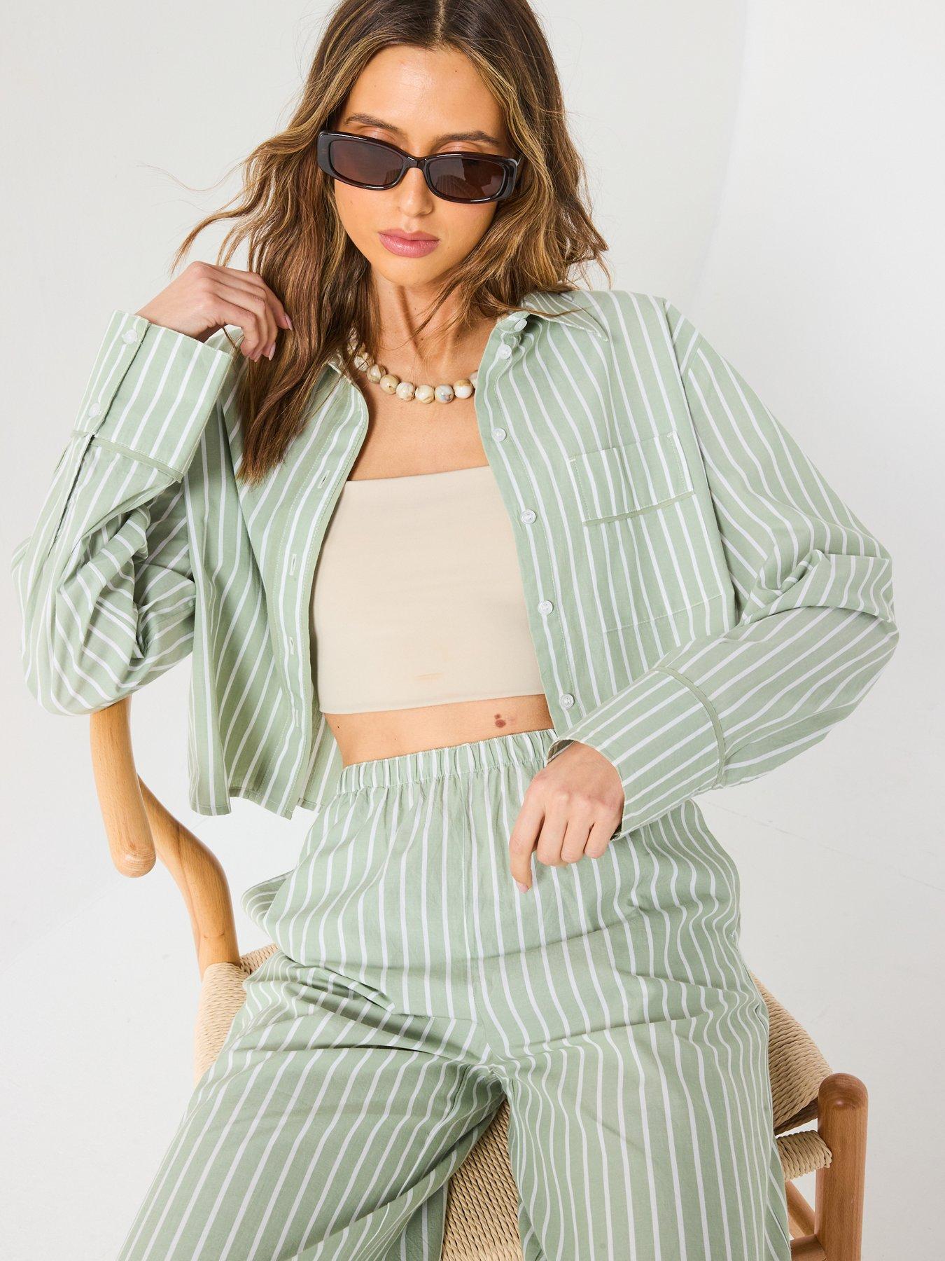  image of v-by-very-crop-stripe-shirt-co-ord
