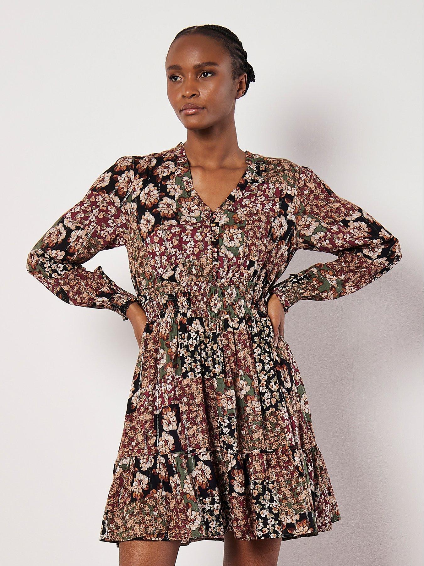 Wavlynn Silk Chiffon Mini Dress Apricot Patchwork Print Lightweight Summer Dress For Women main image 1