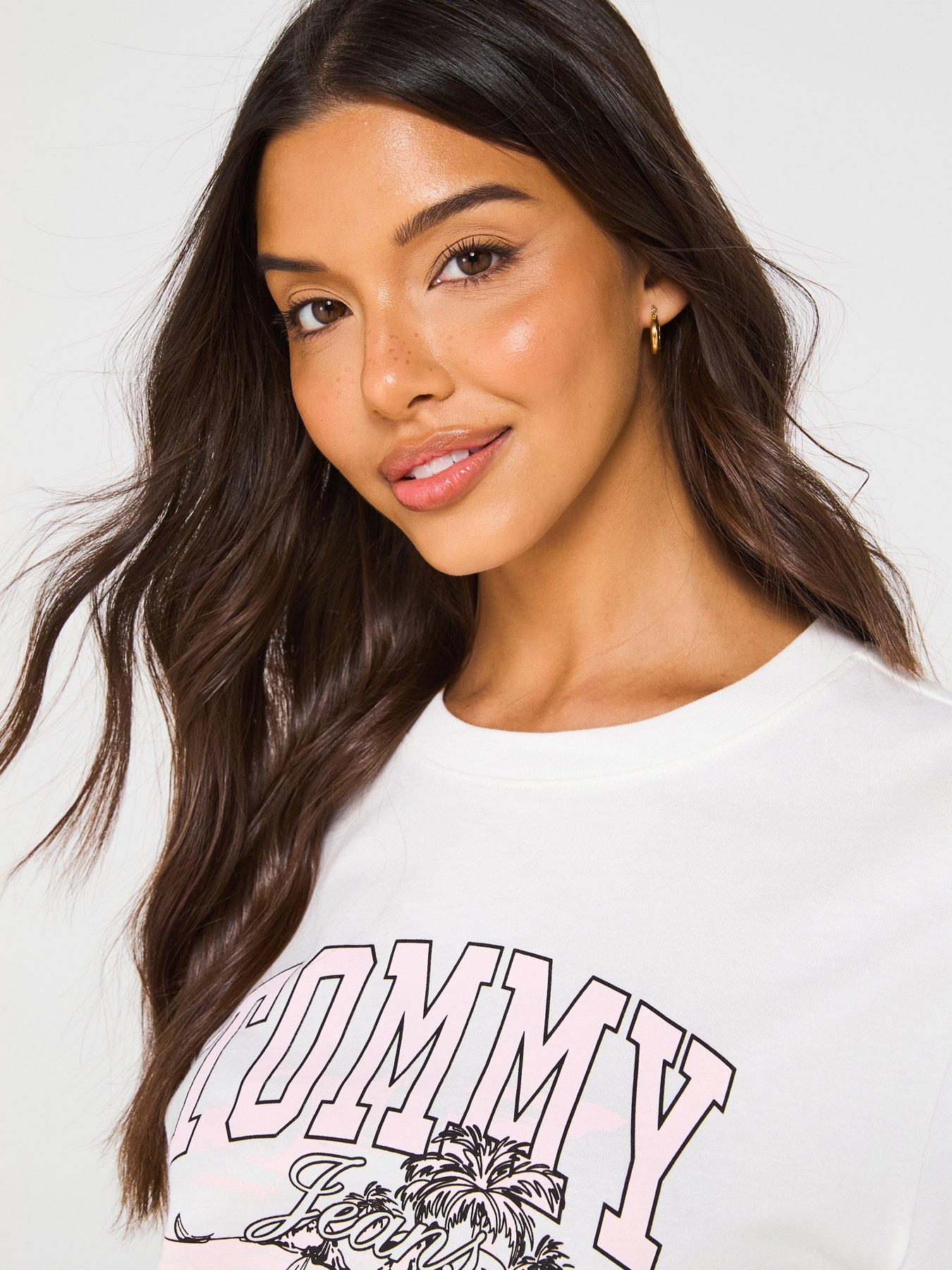  image of tommy-jeans-tropical-print-t-shirt-white
