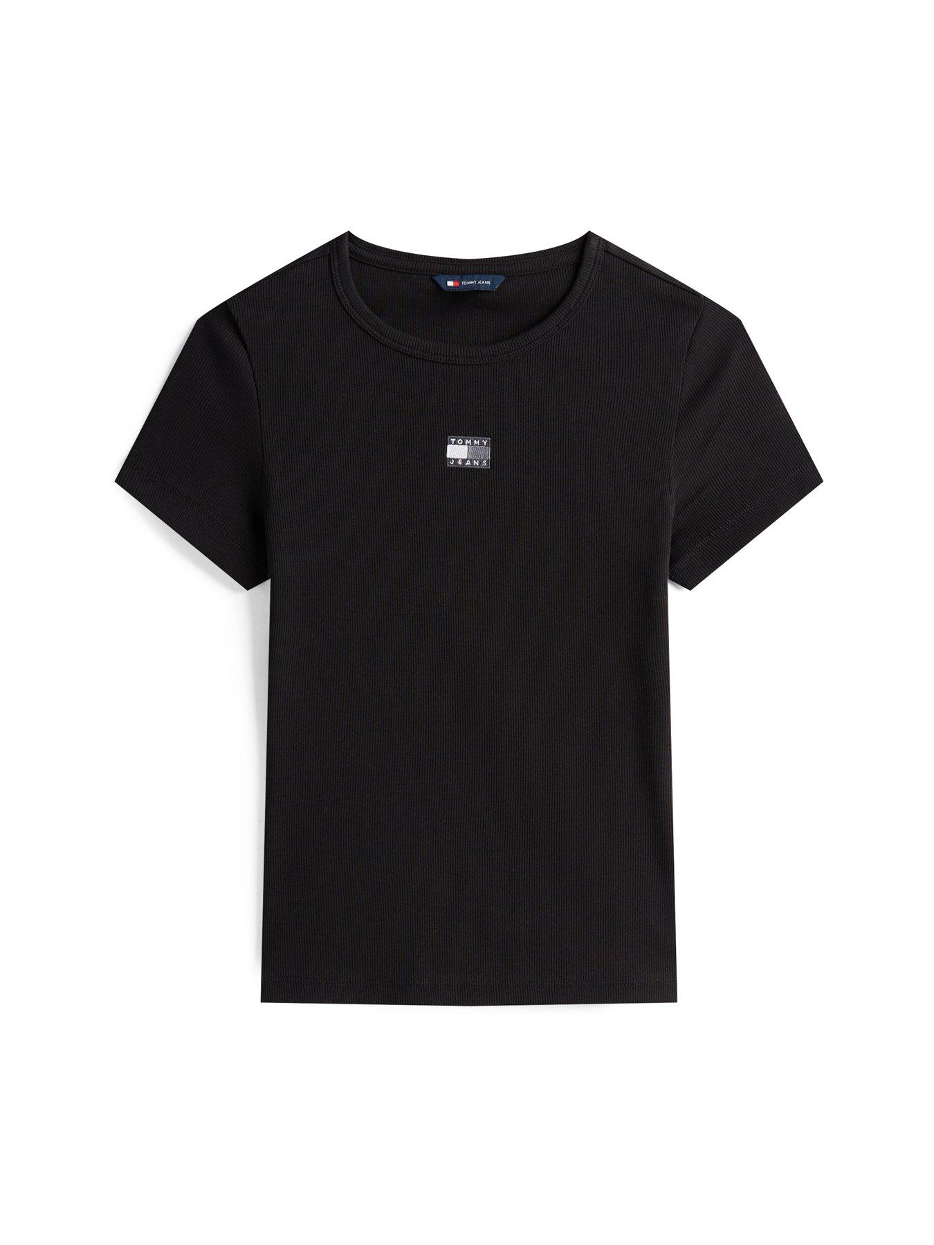  image of tommy-jeans-badge-logo-t-shirt-black