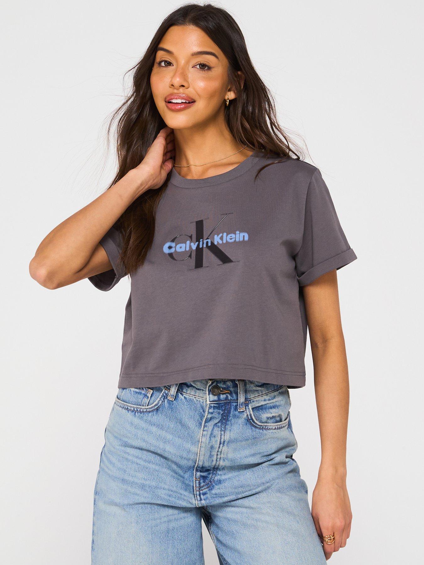 undefined Monogram Logo Cropped T-Shirt - Grey
