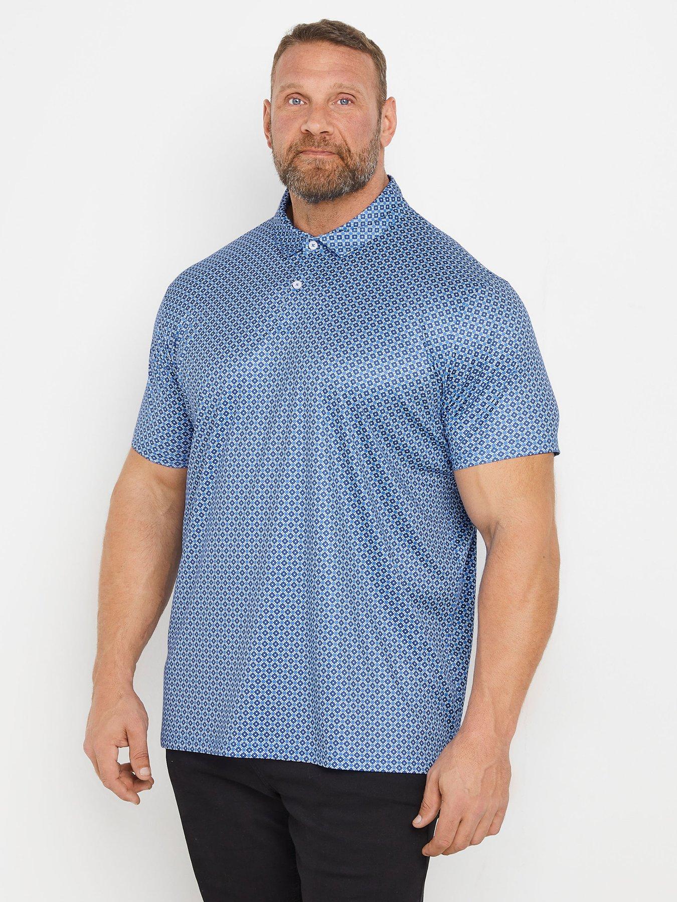  image of badrhino-big-amp-tall-printed-golf-polo-shirt-blue