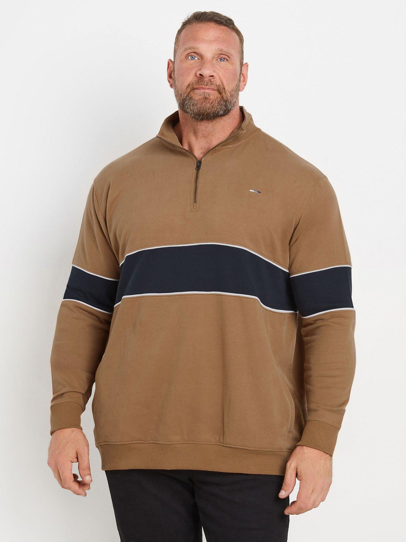 undefined Big  &  Tall Quarter Zip Sweatshirt - Brown