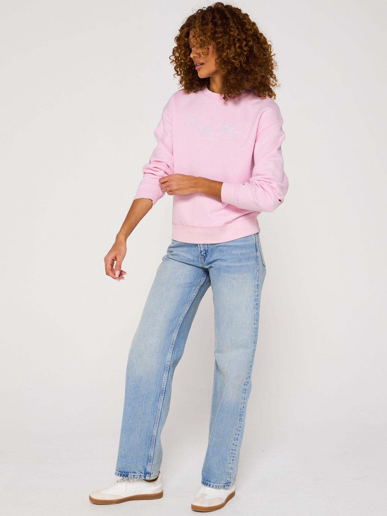 Image 3 of 5 of Tommy Hilfiger Script Logo Sweatshirt - Pink